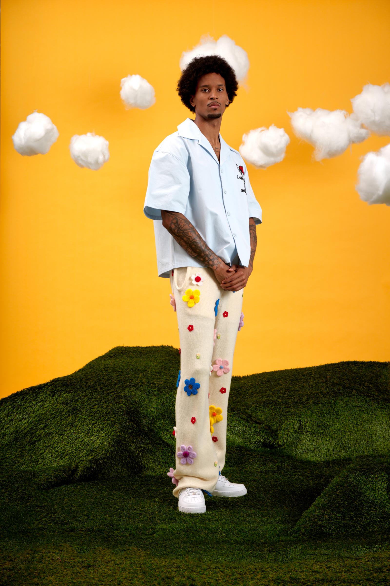 "Bloom" Relaxed Pants with Flower Appliqués