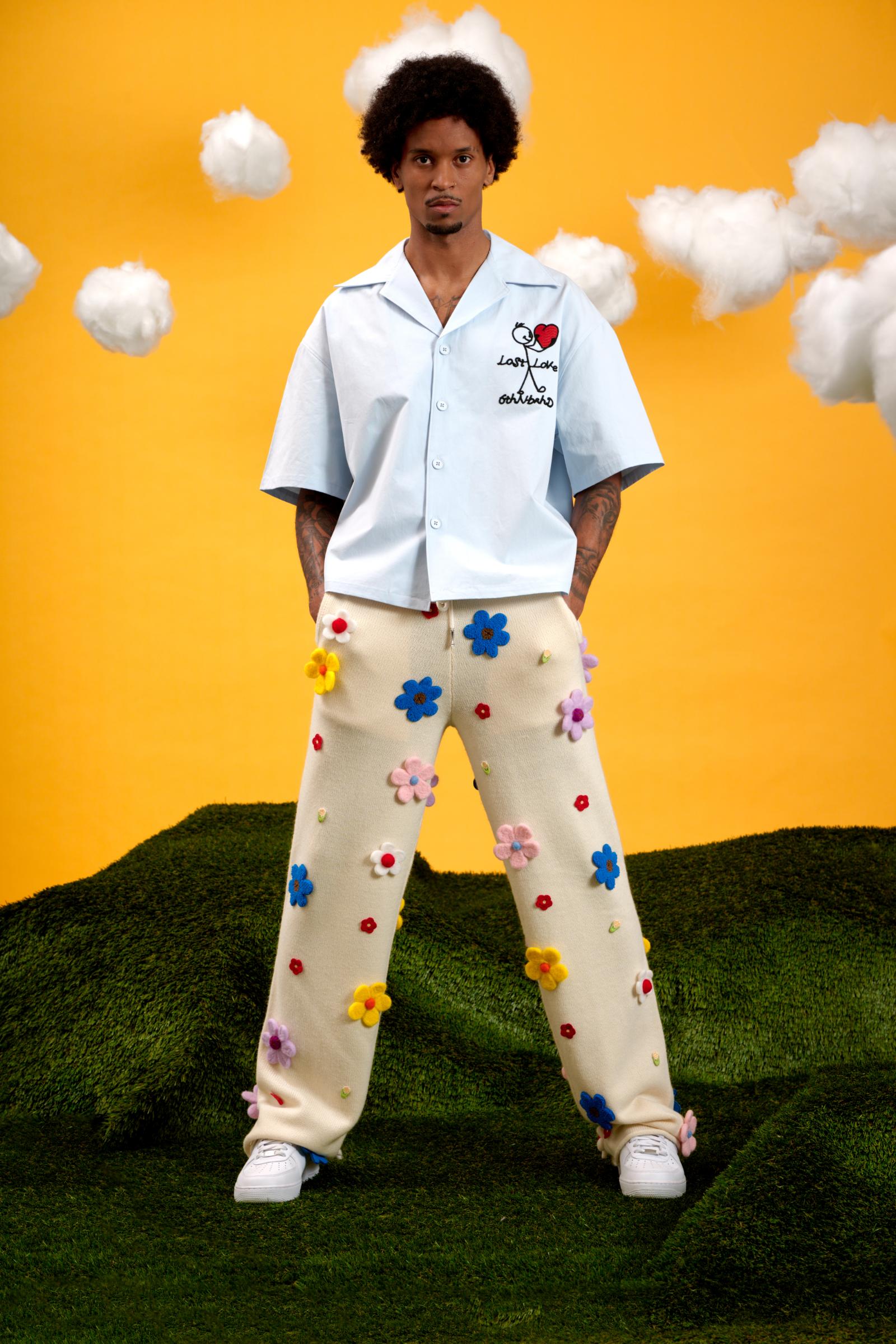 "Bloom" Relaxed Pants with Flower Appliqués