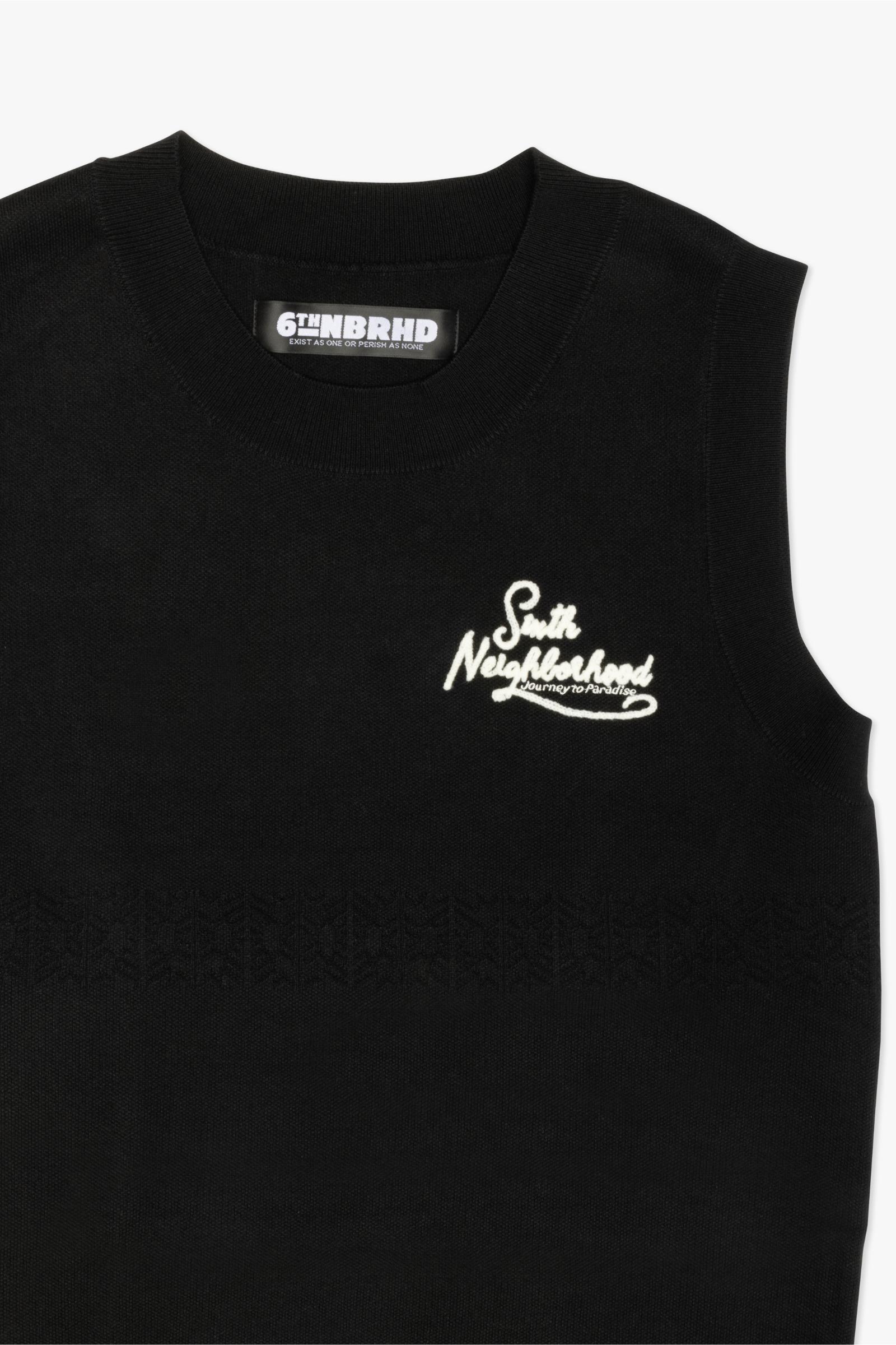 "Reef" Sleeveless Knit Vest Black