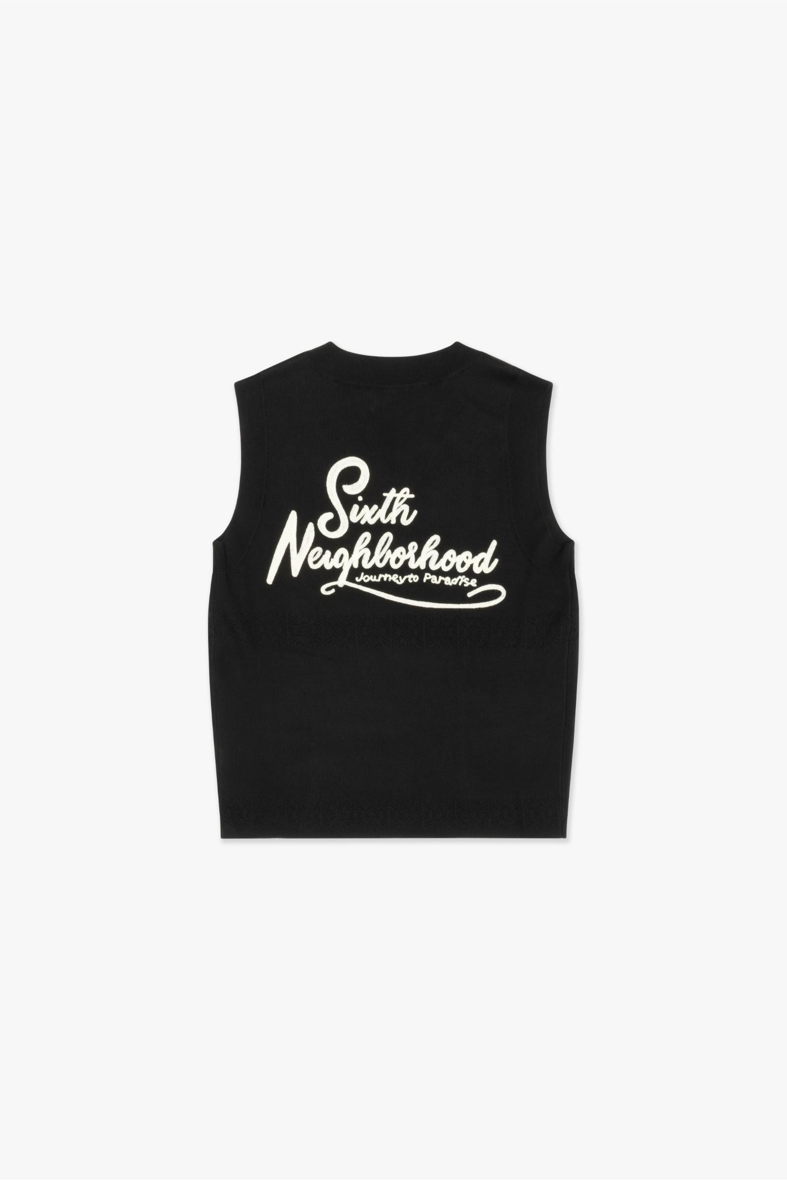 "Reef" Sleeveless Knit Vest Black