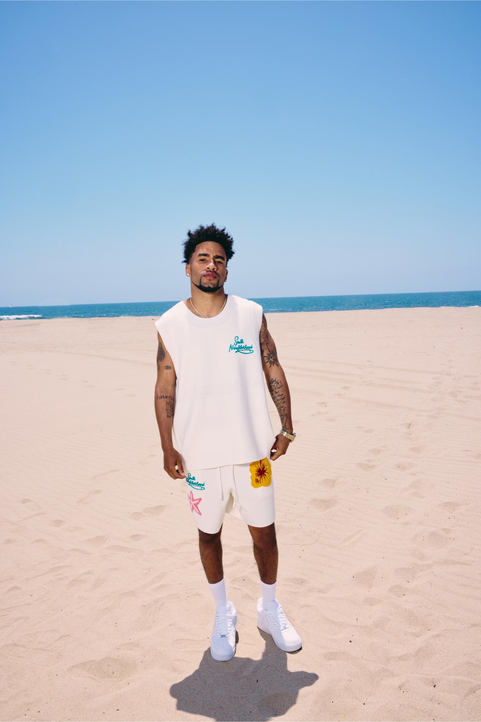 "Waves" Knit Shorts Cream