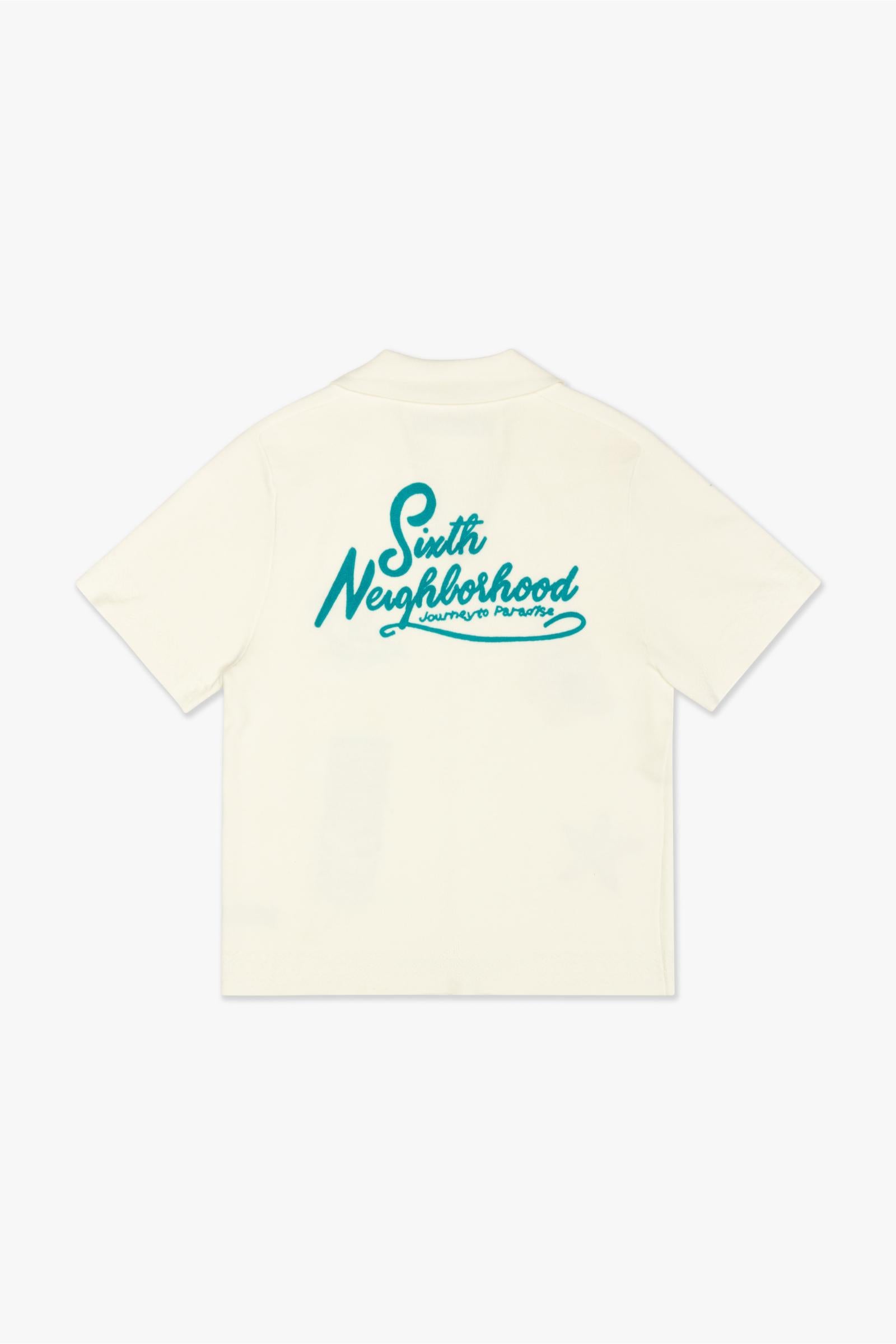 "Tropics" Knit Camp Shirt Cream