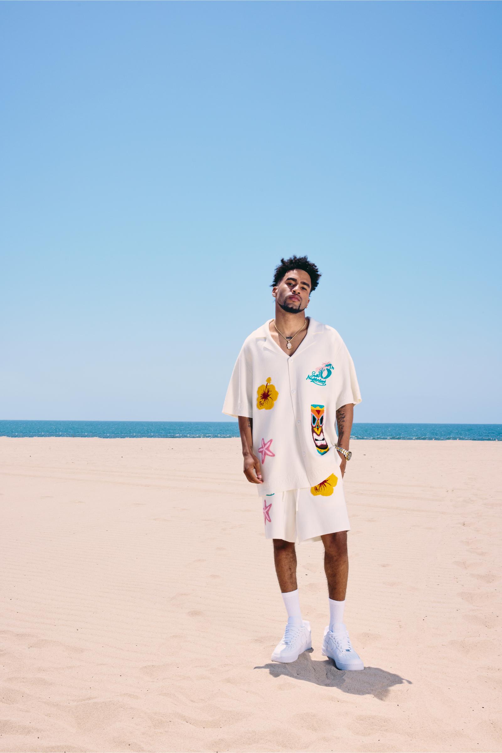 "Tropics" Knit Camp Shirt Cream