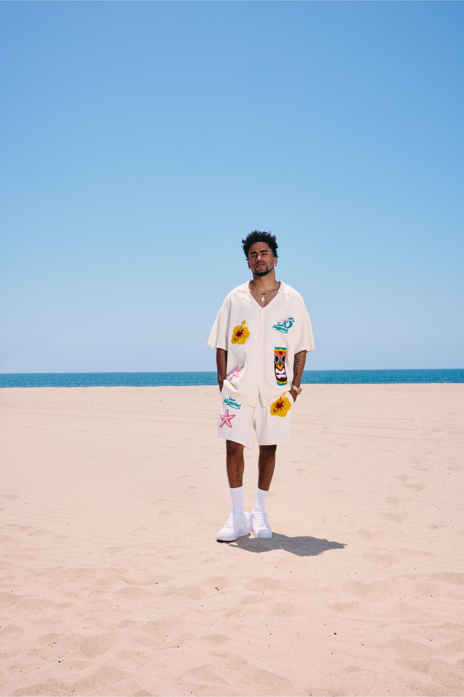 "Tropics" Knit Camp Shirt Cream