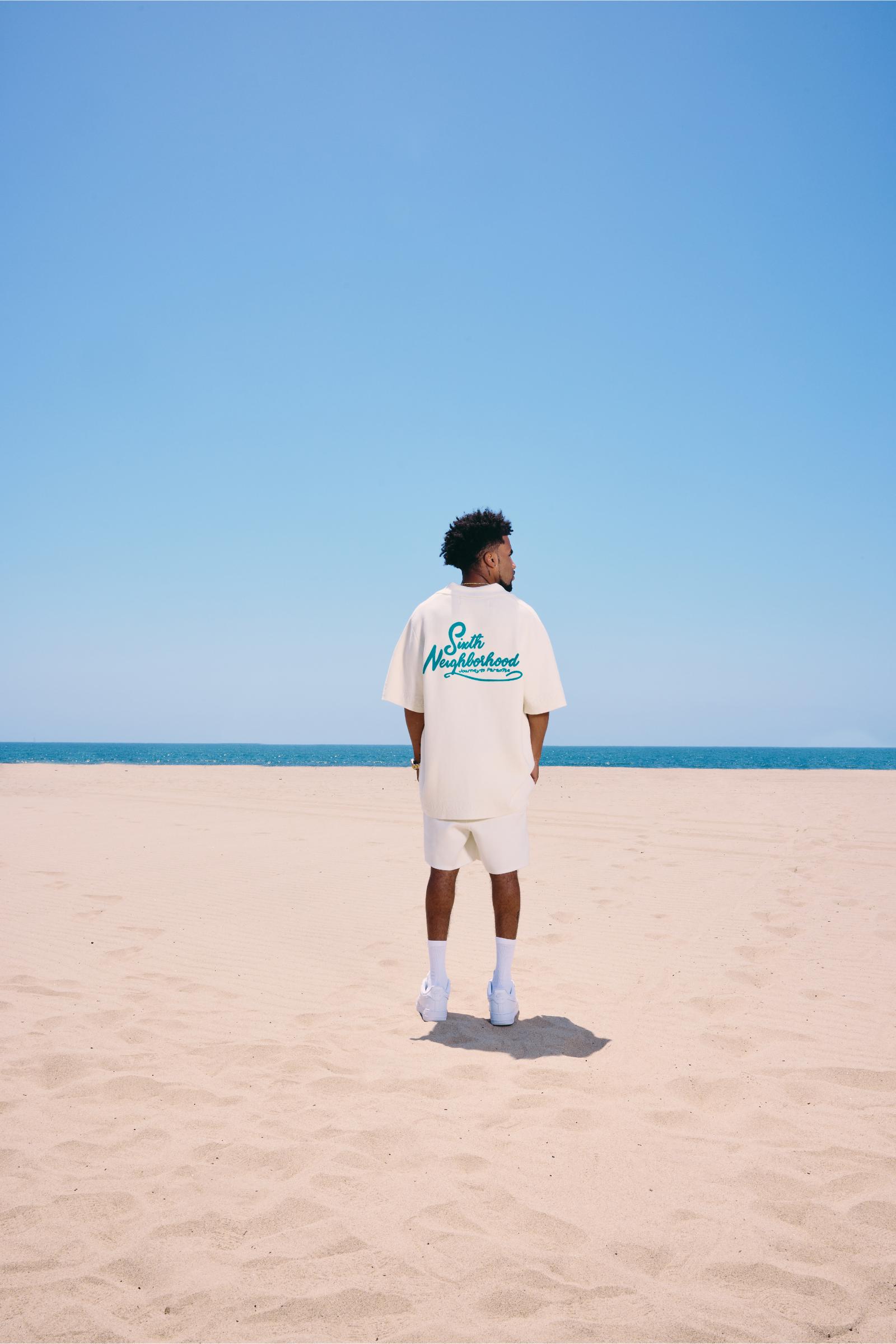 "Tropics" Knit Camp Shirt Cream