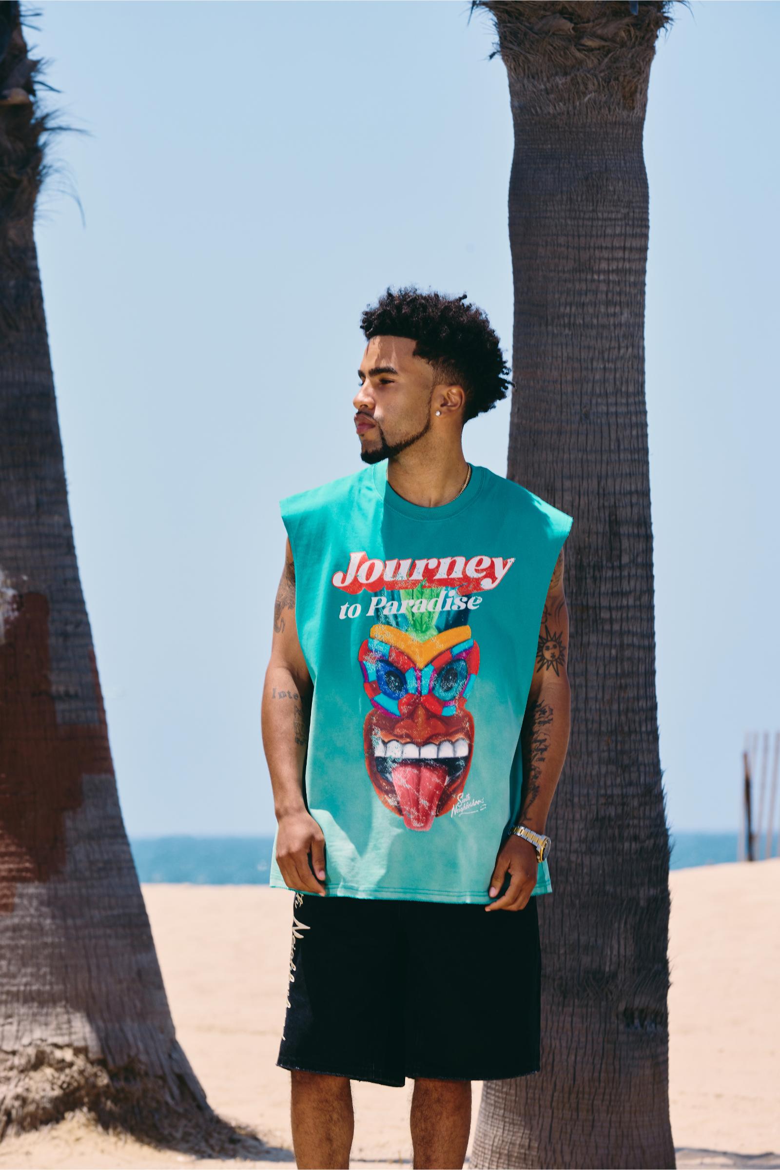 "Muscle" Graphic Tank Aqua