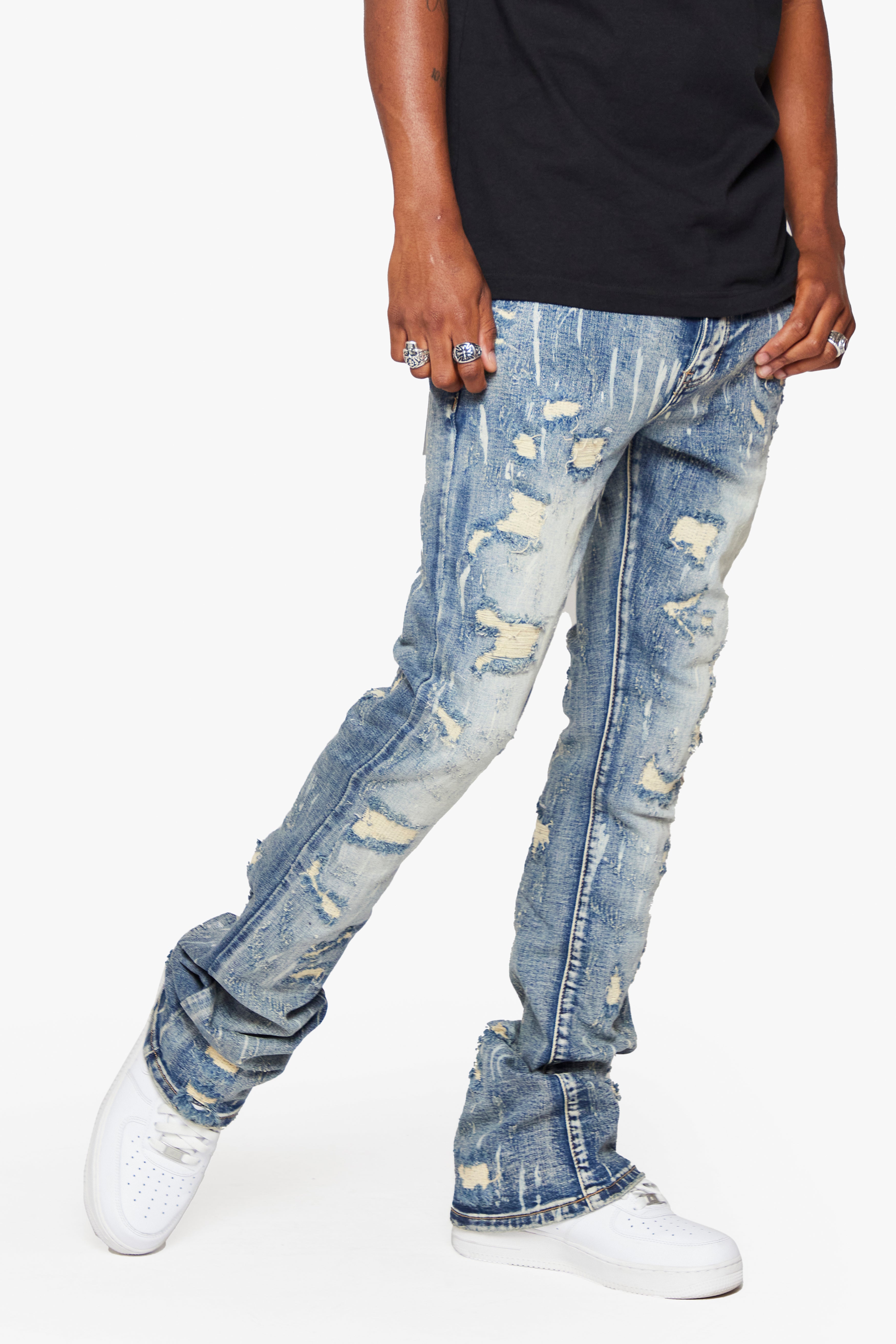 "River Valley" Stacked Jeans Light Blue