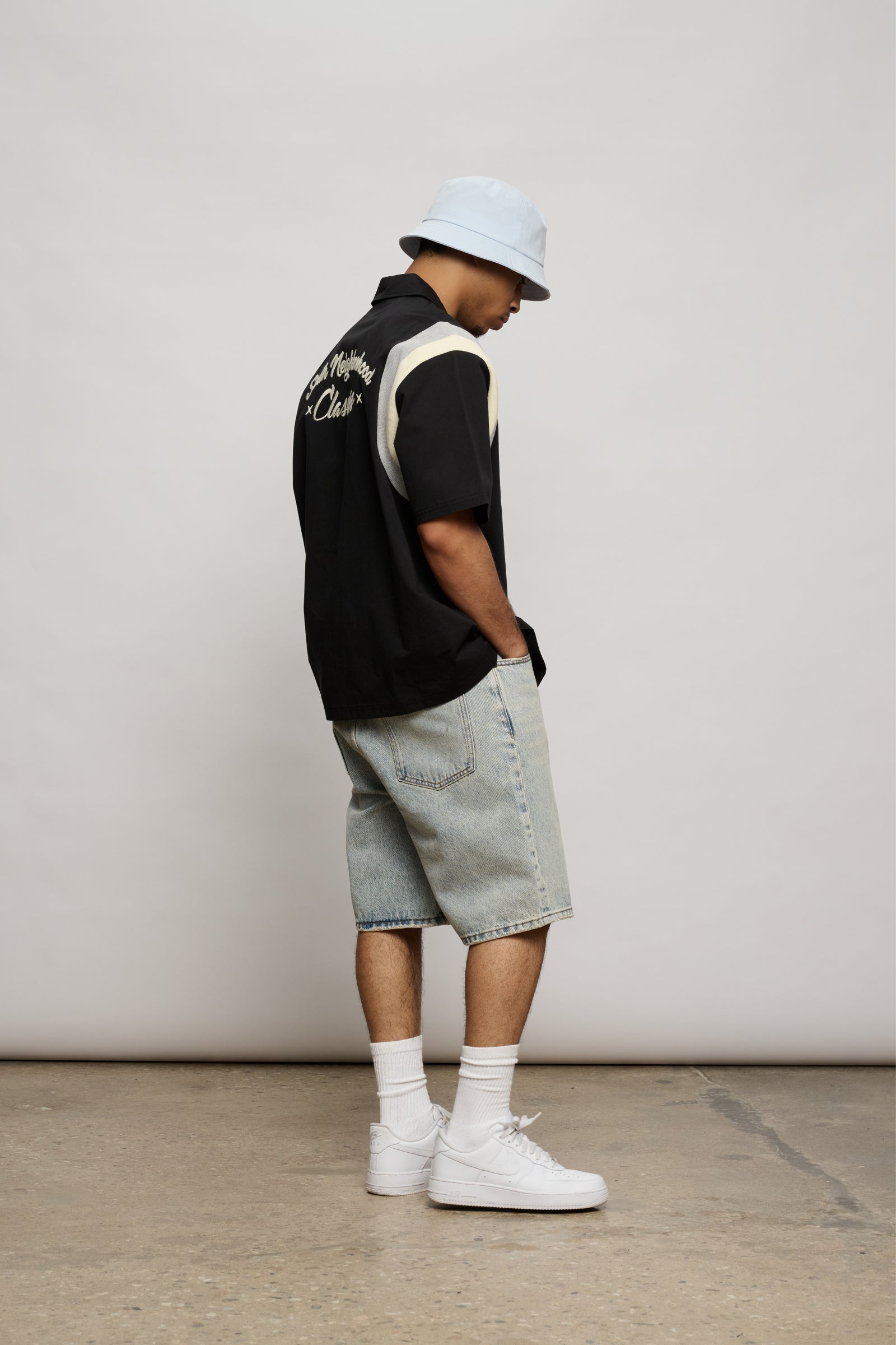 "In My Lane" Boxy Woven Shirt Black