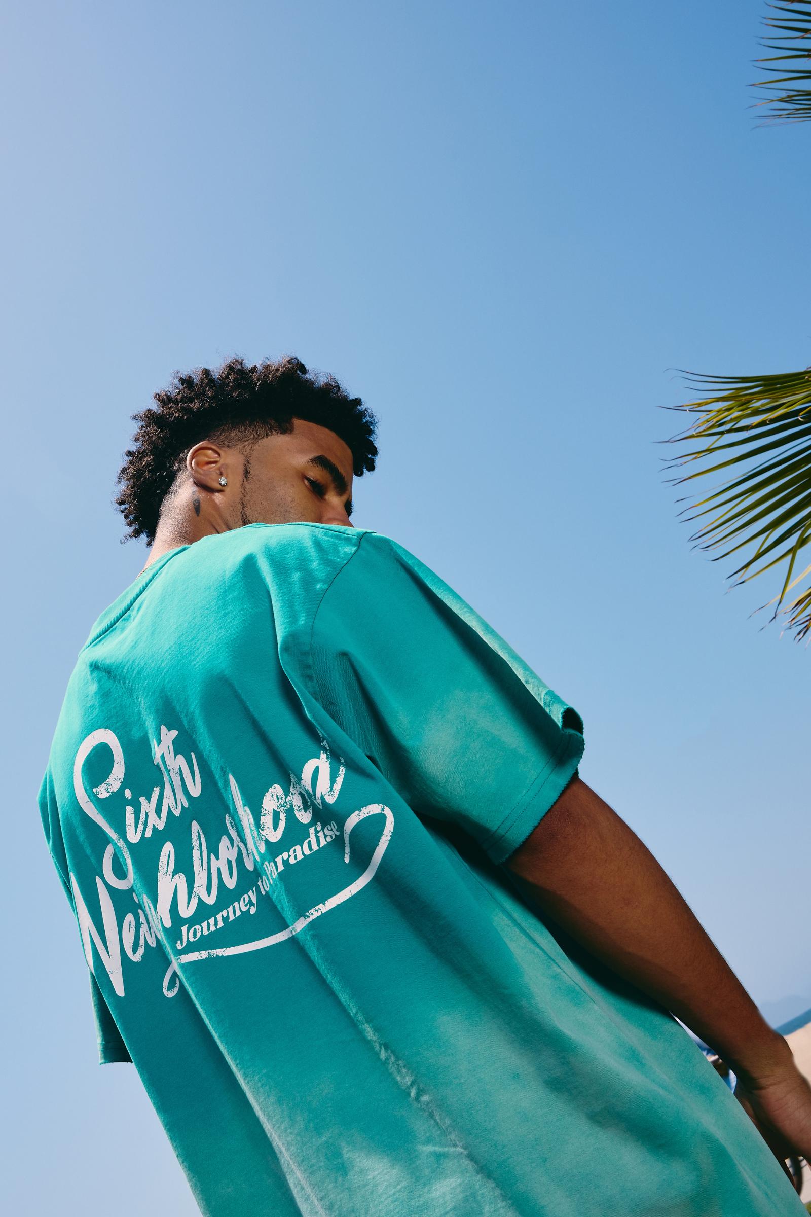 "Paradise" Graphic Tee Aqua