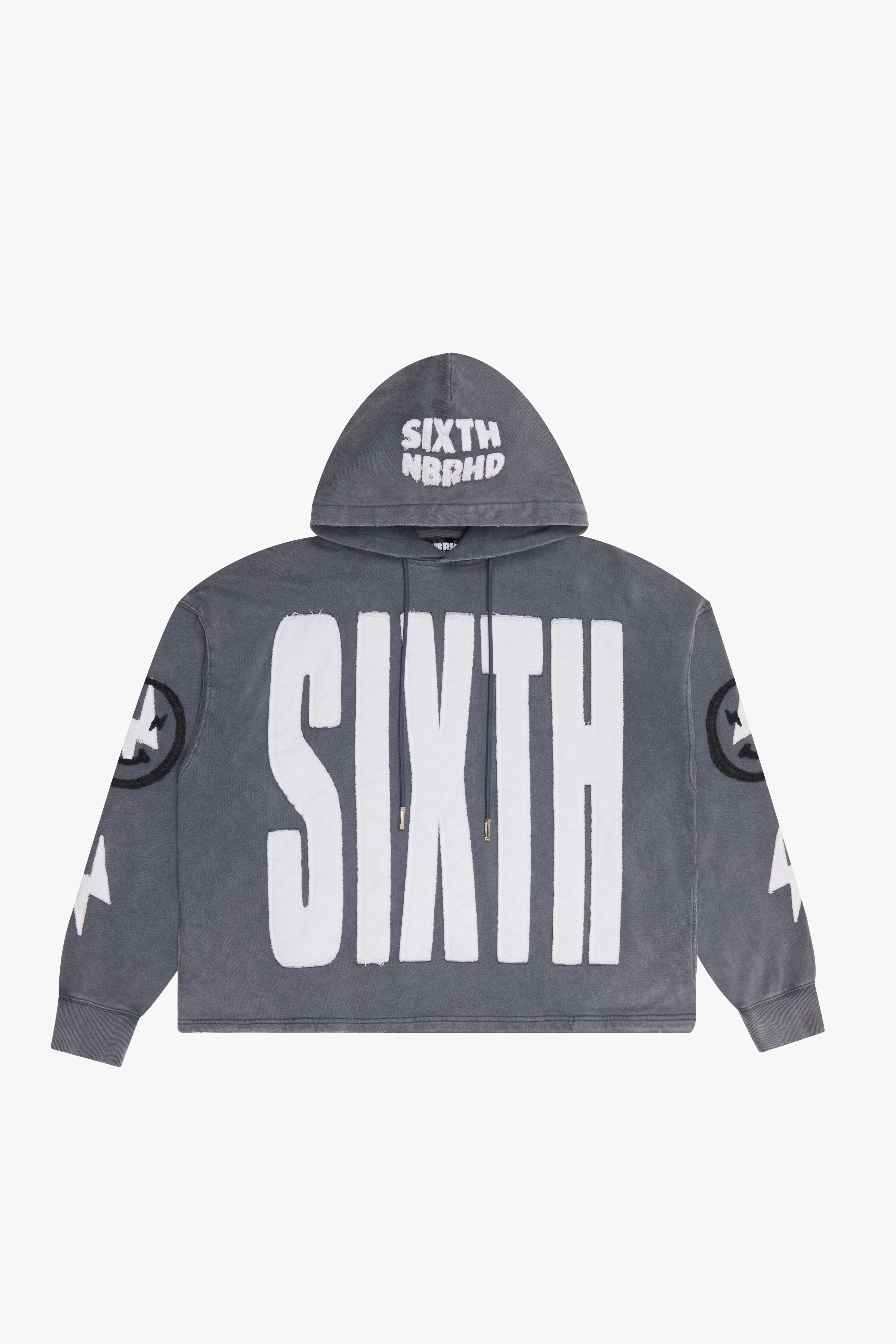 "PATCHES" CROPPED PULLOVER BLACK