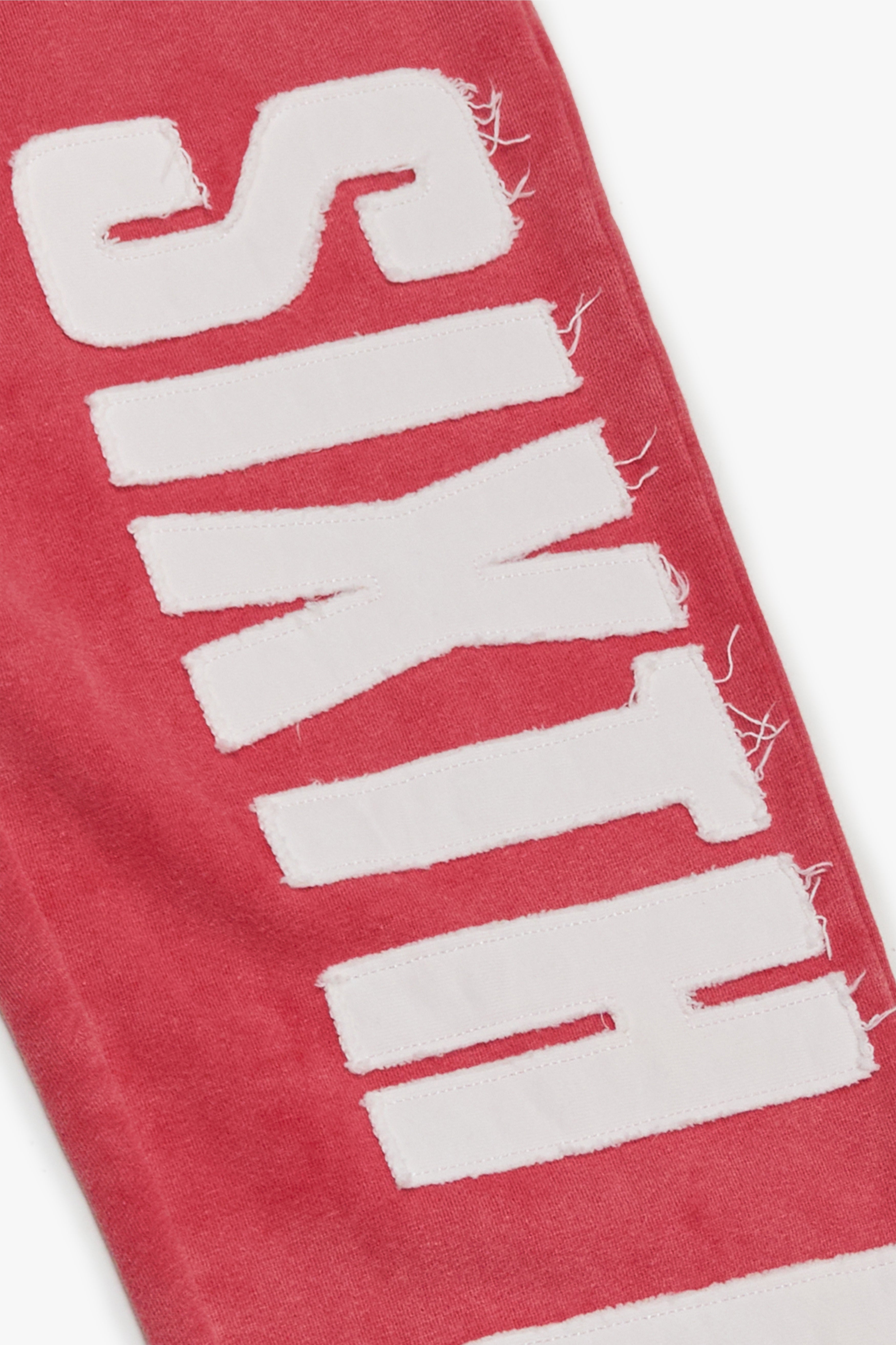 "CUTOUT" RELAXED FIT FLEECE PANTS RED