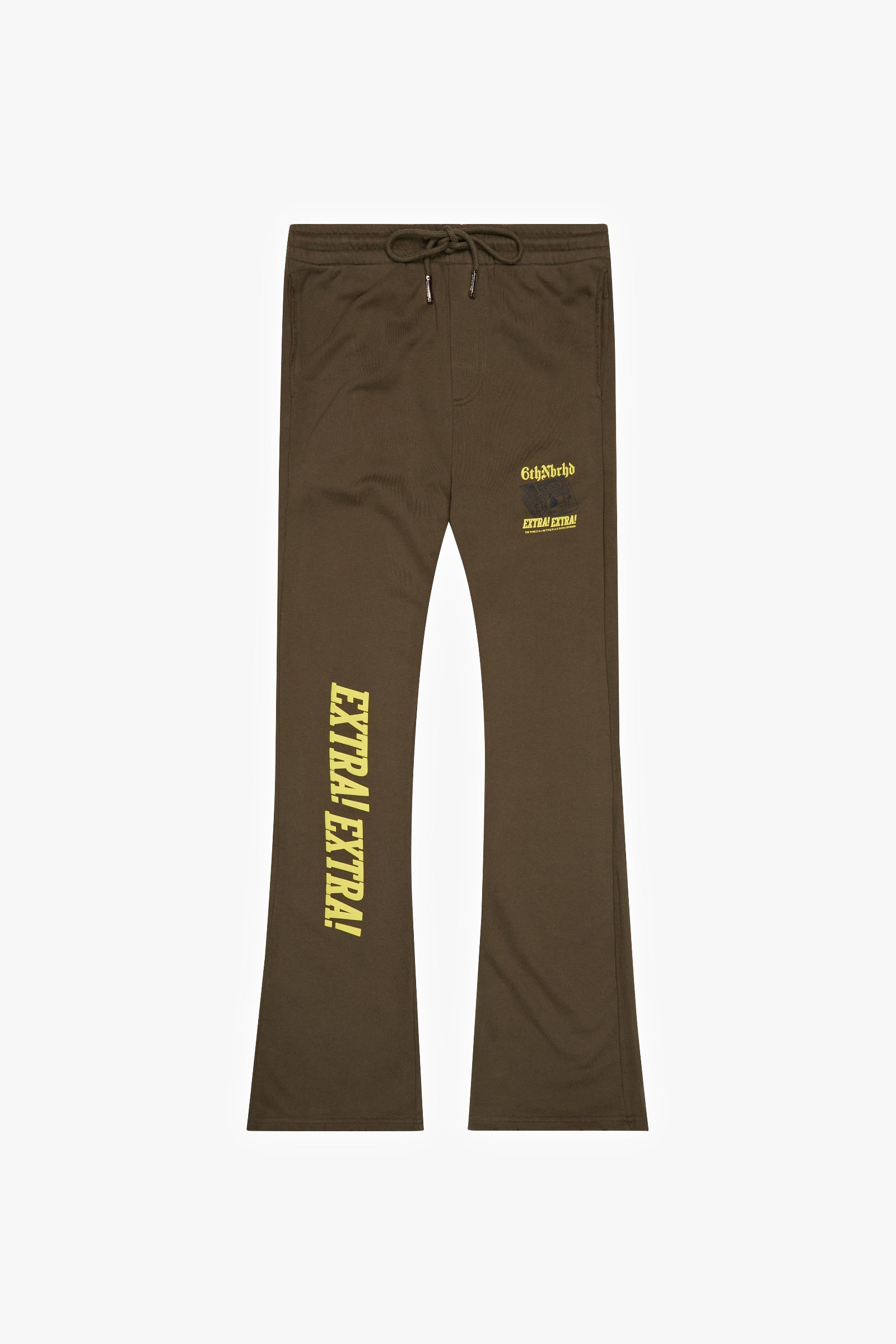 "Extra" Stacked Fleece Pants Olive Green