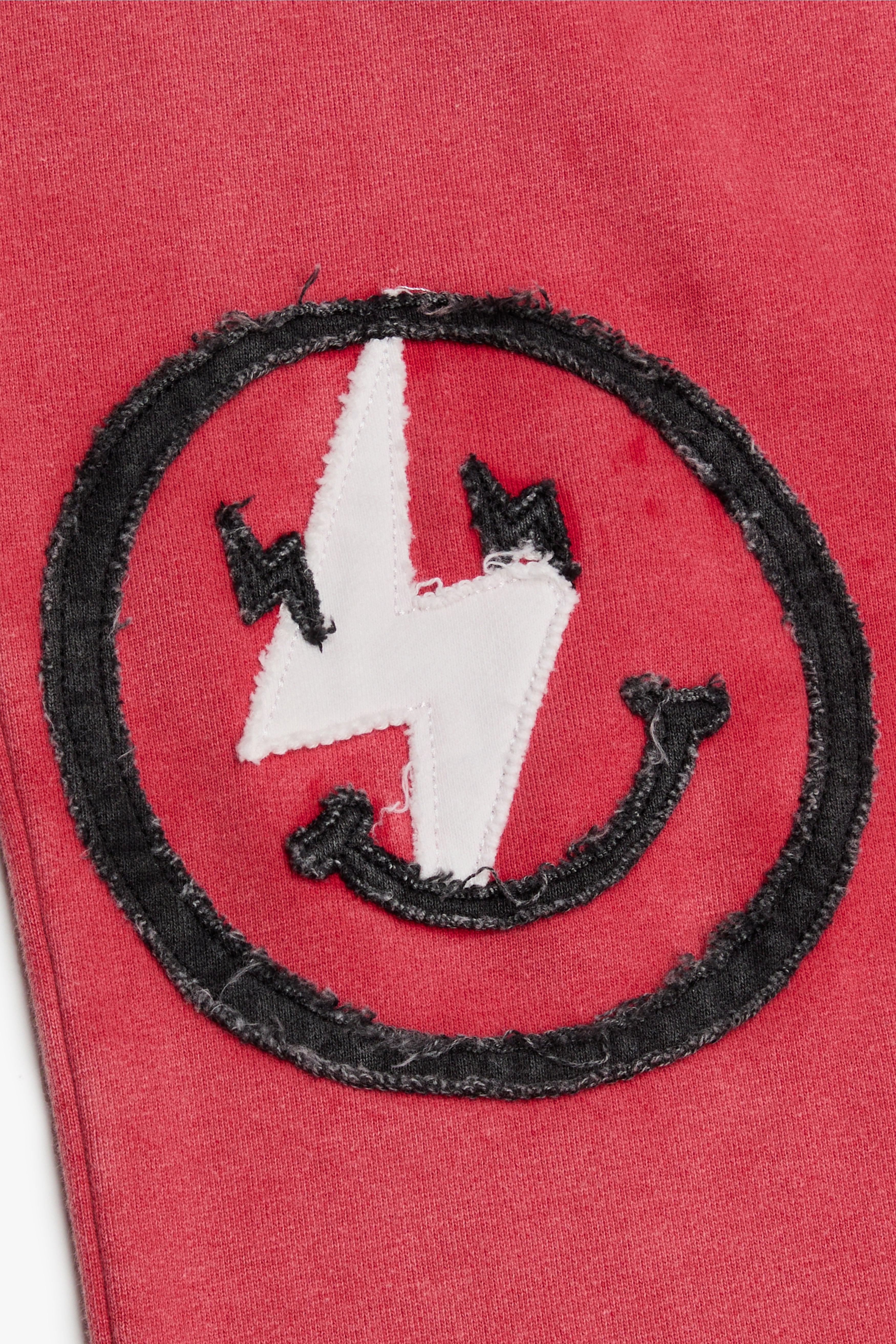 "CUTOUT" RELAXED FIT FLEECE PANTS RED