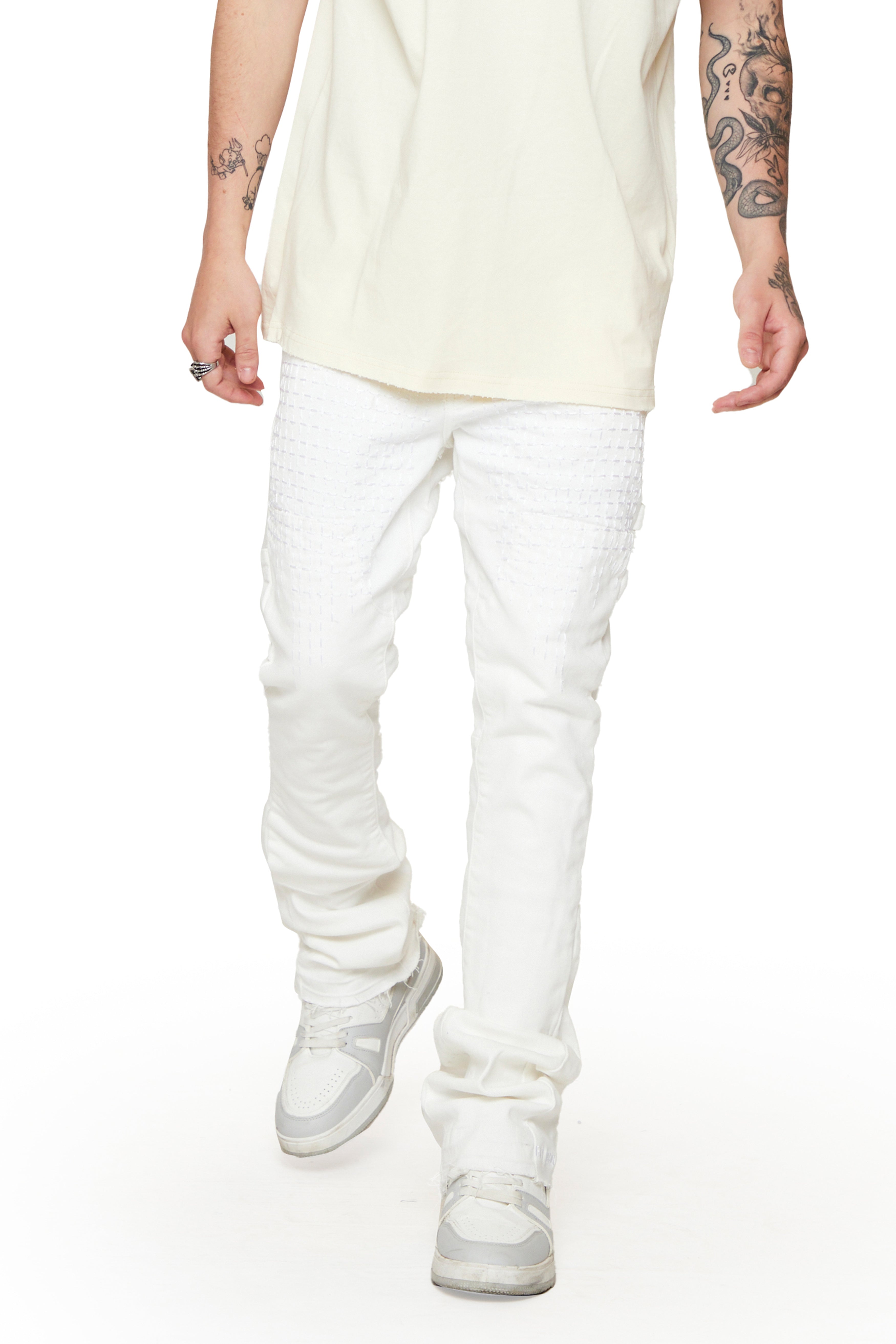 "Wuadlupe" Stacked Jeans White