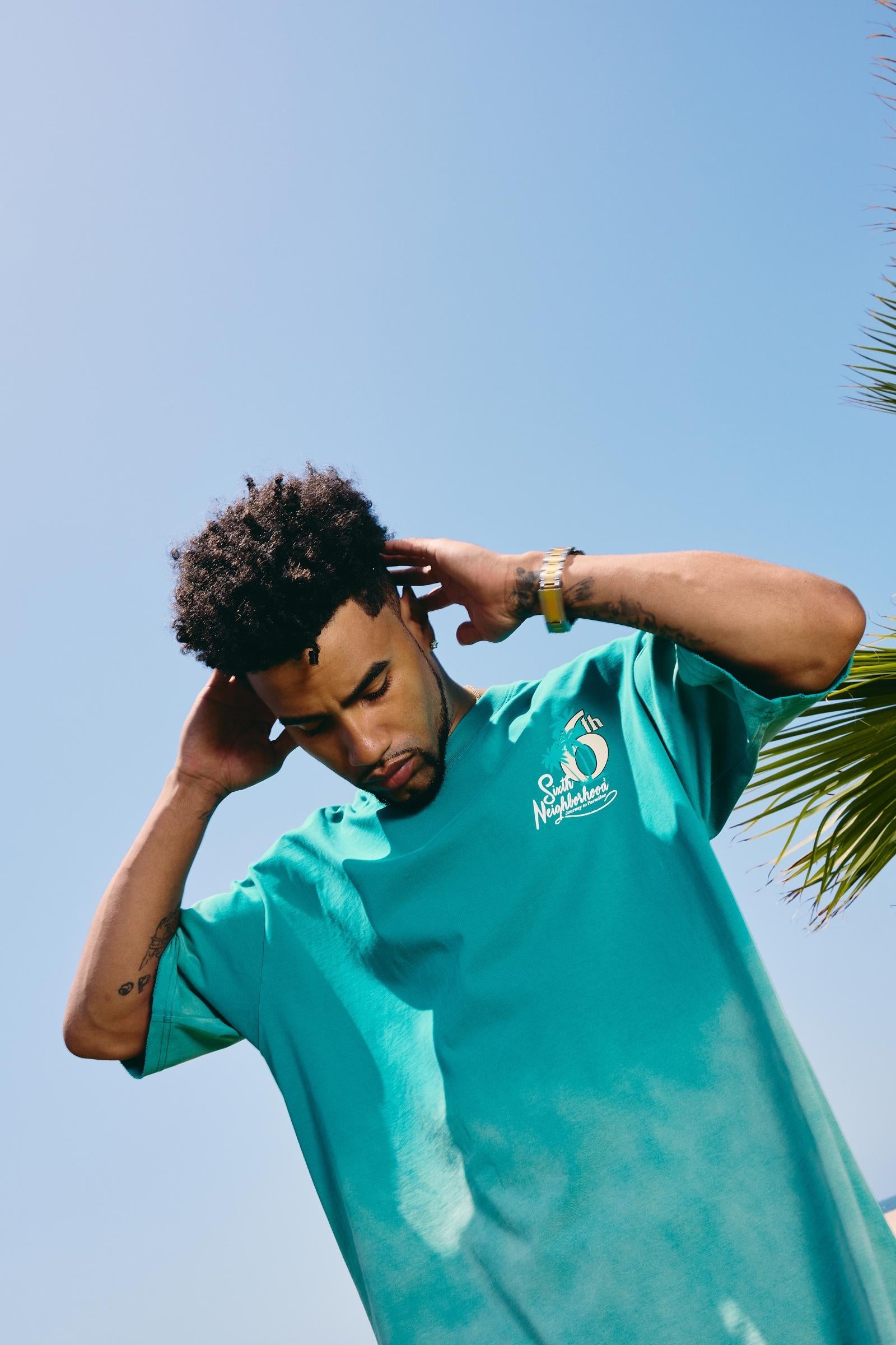 "Paradise" Graphic Tee Aqua