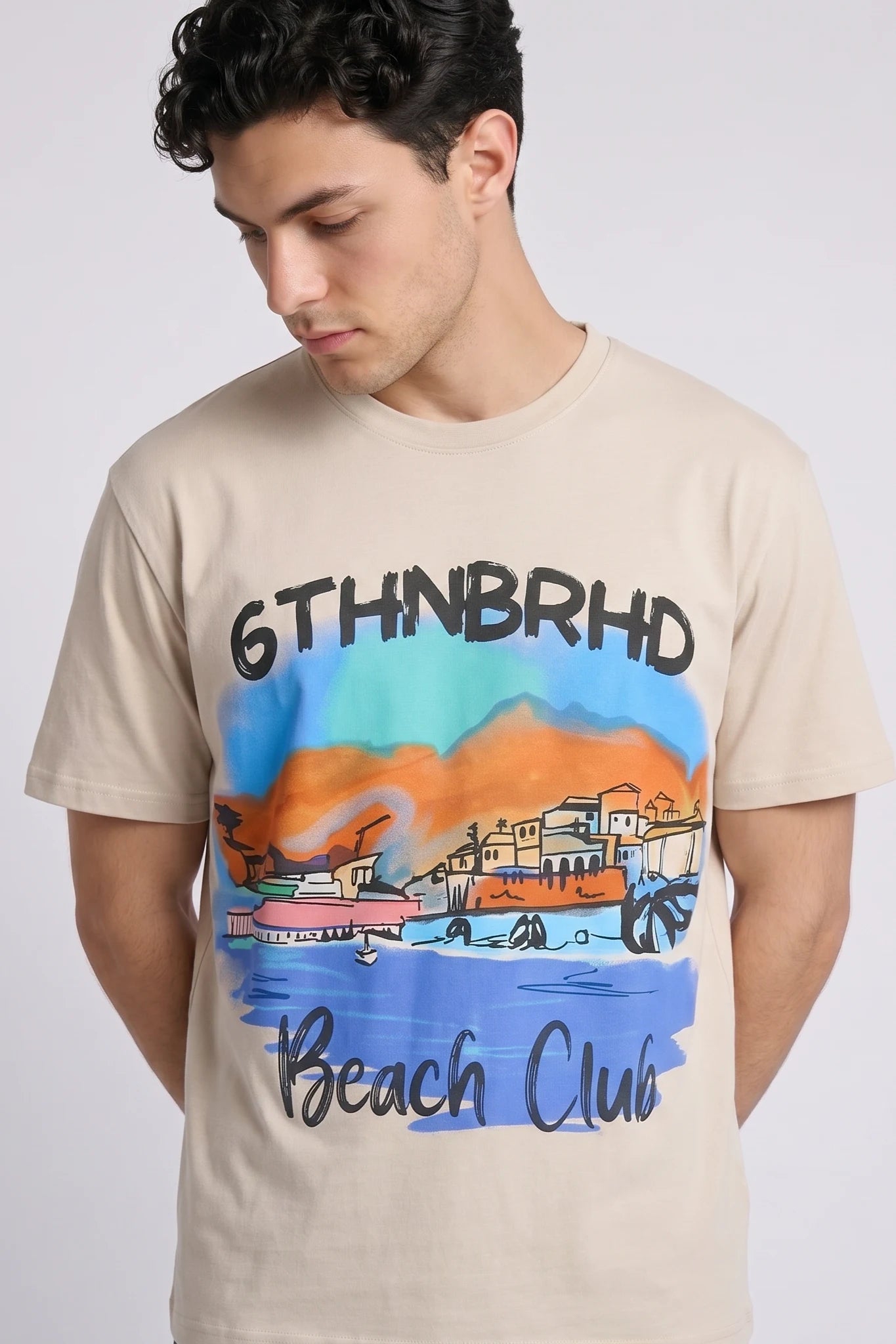 "Beach Club" Graphic Tee Cream