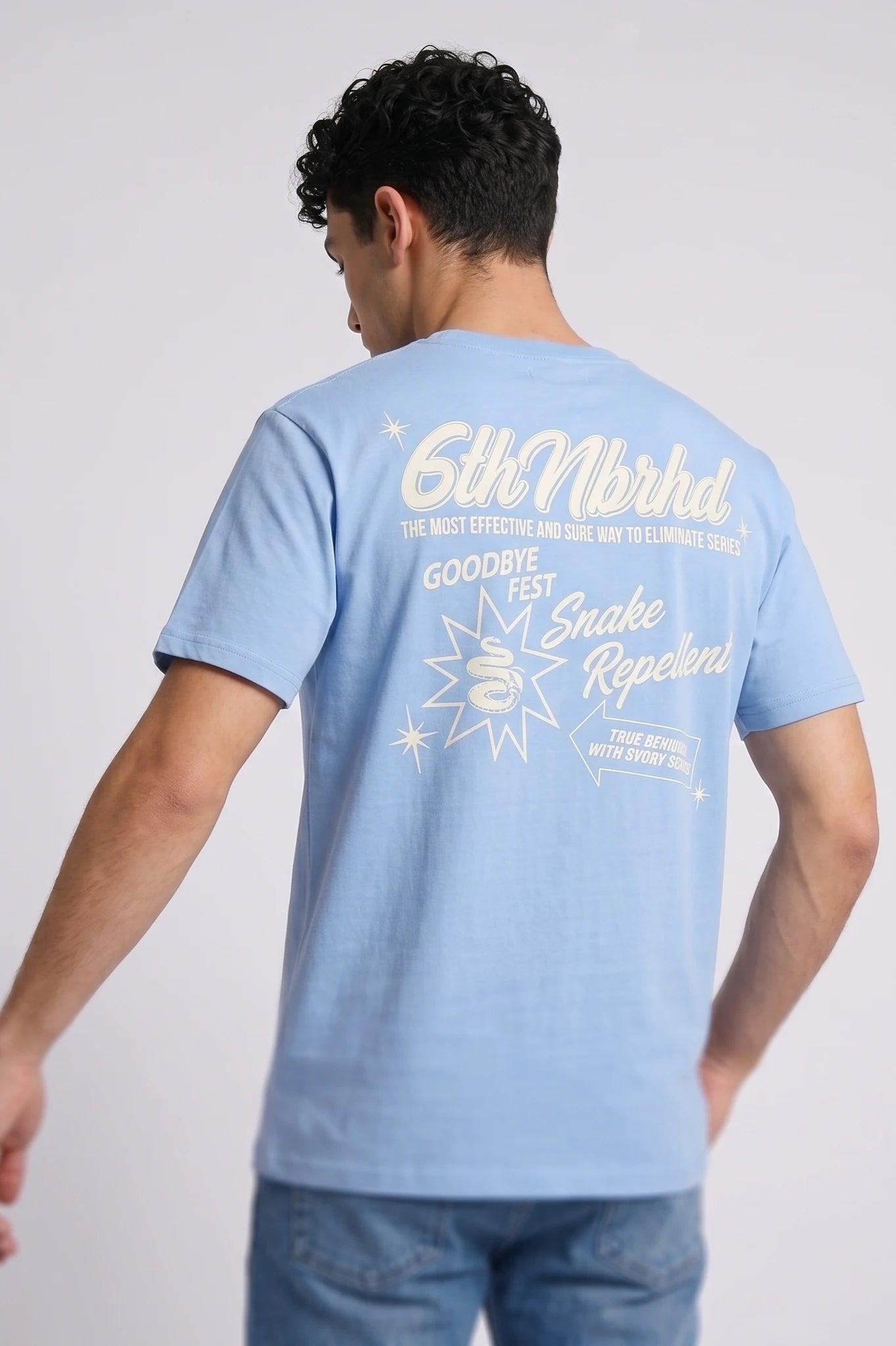 "Goodbye Pest" Graphic Tee Sky Blue