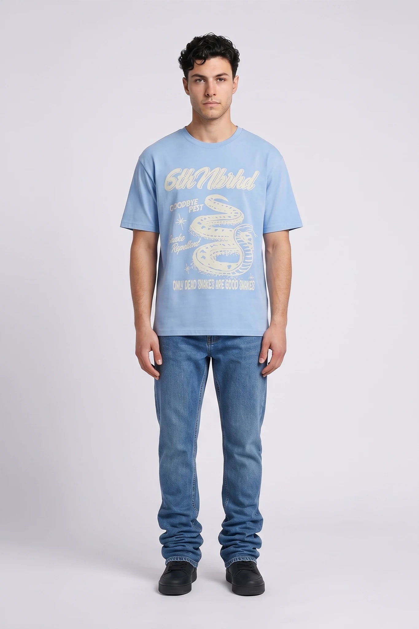 "Goodbye Pest" Graphic Tee Sky Blue