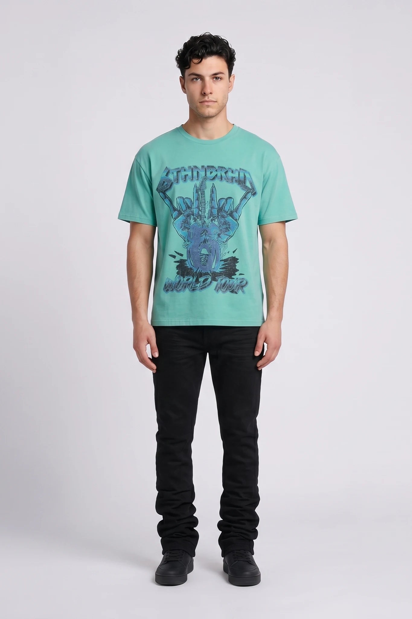 "Heavy Metal" Graphic Tee Aqua