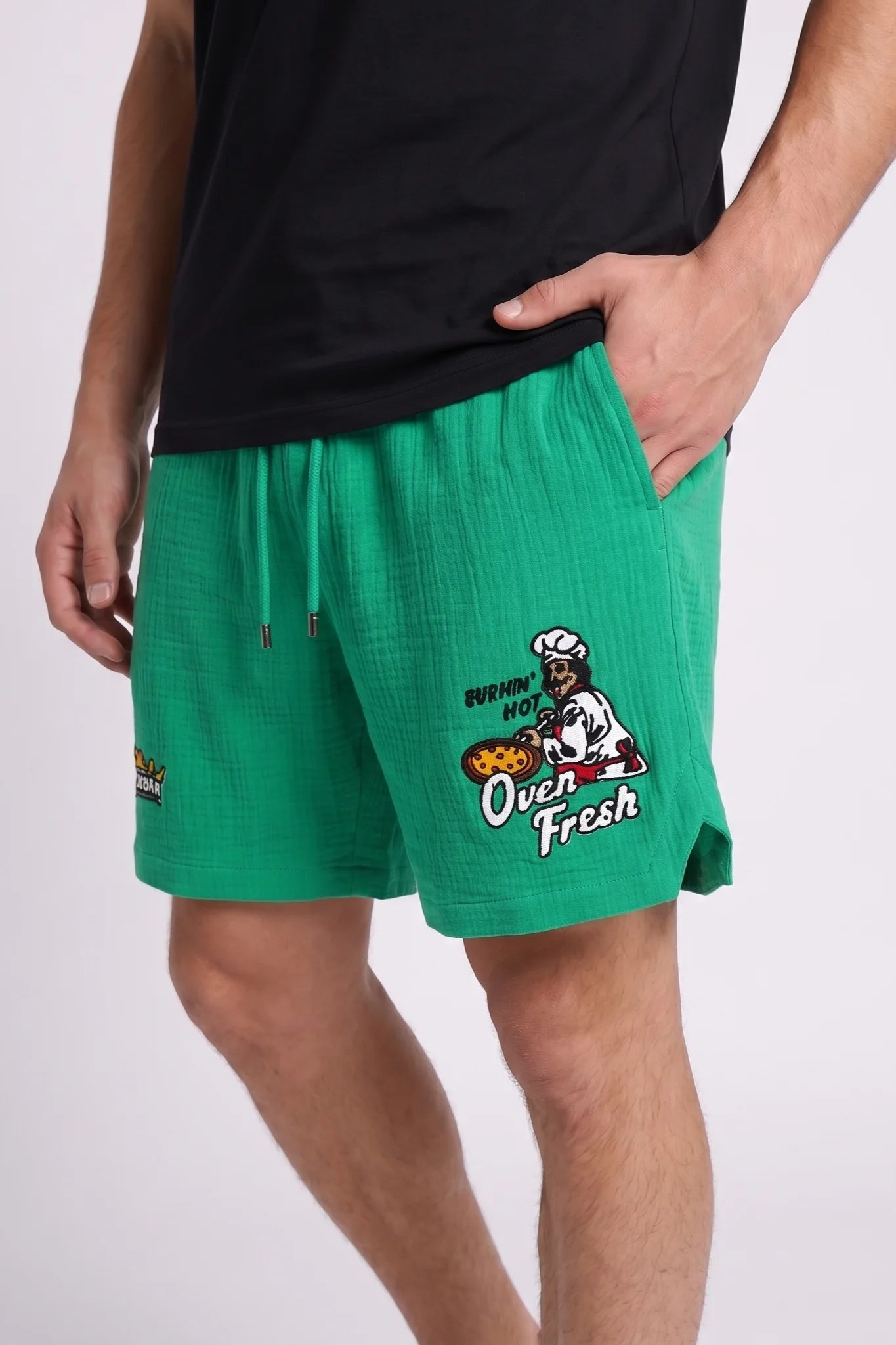 "Nbrhd Pizza" Shorts Green