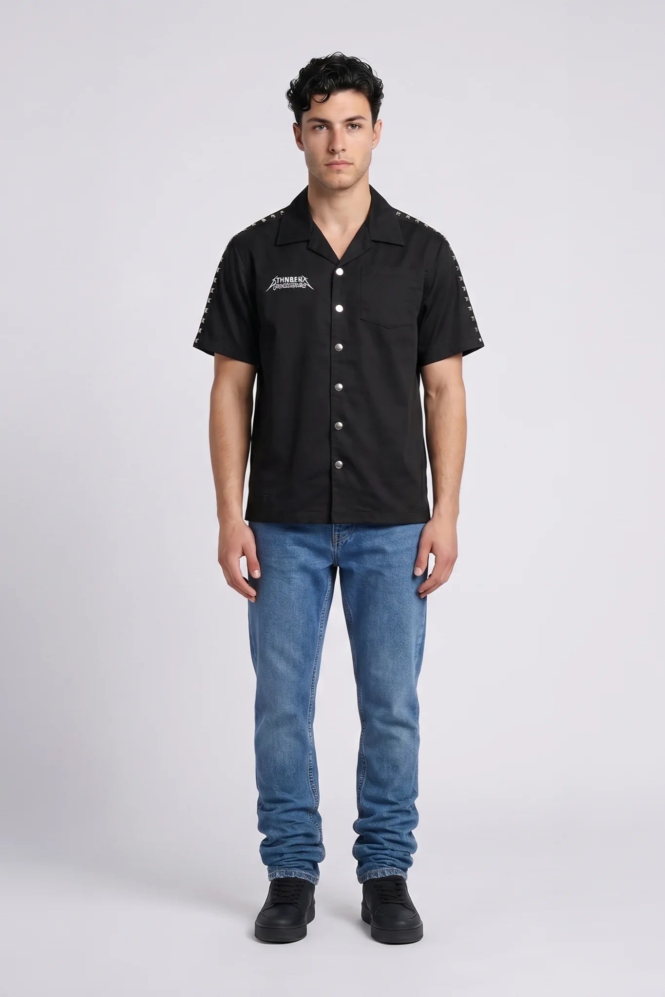 "Rockstar" Button Down Shirt Black