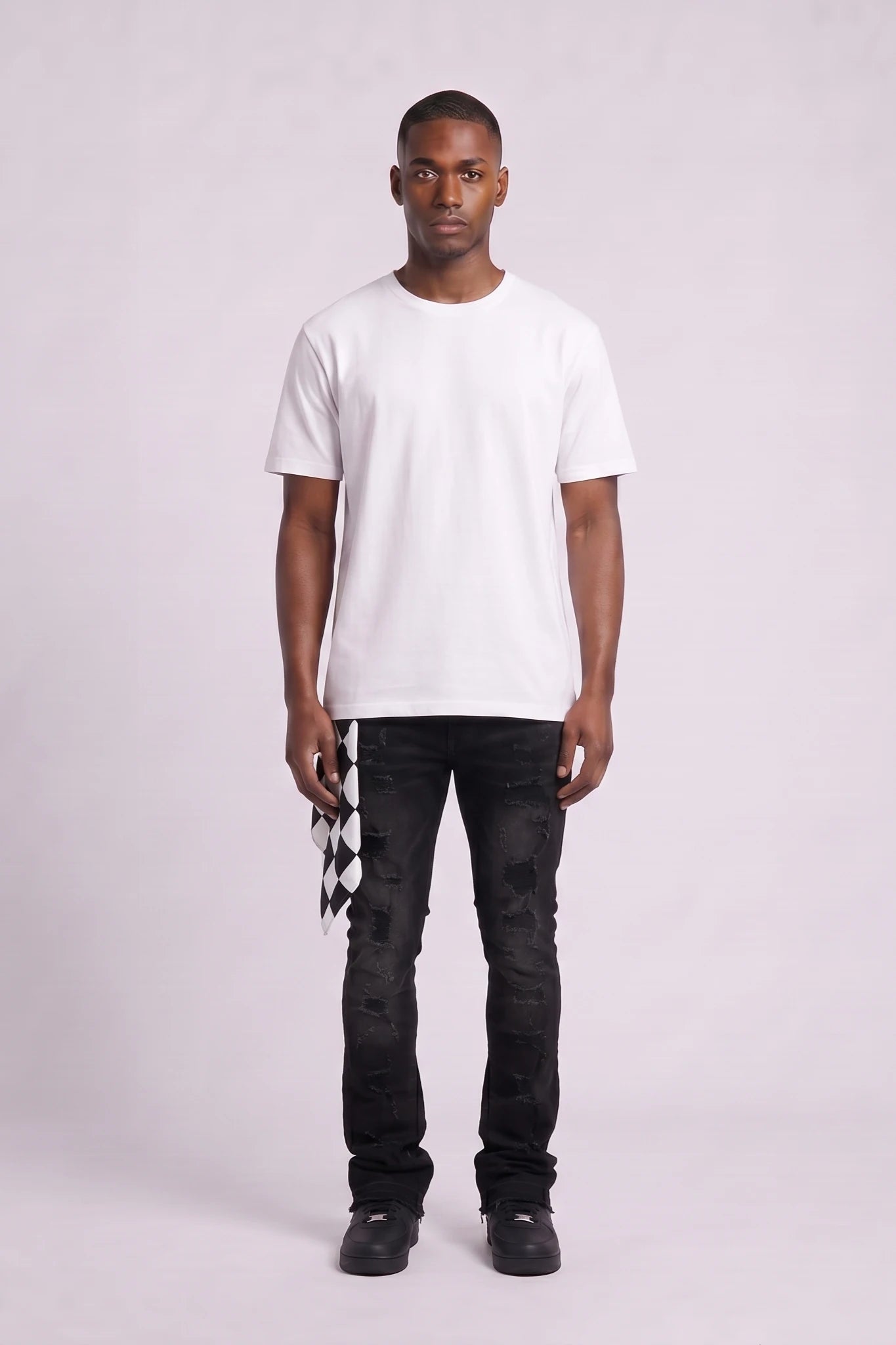 "Saber" Stacked Pants Black