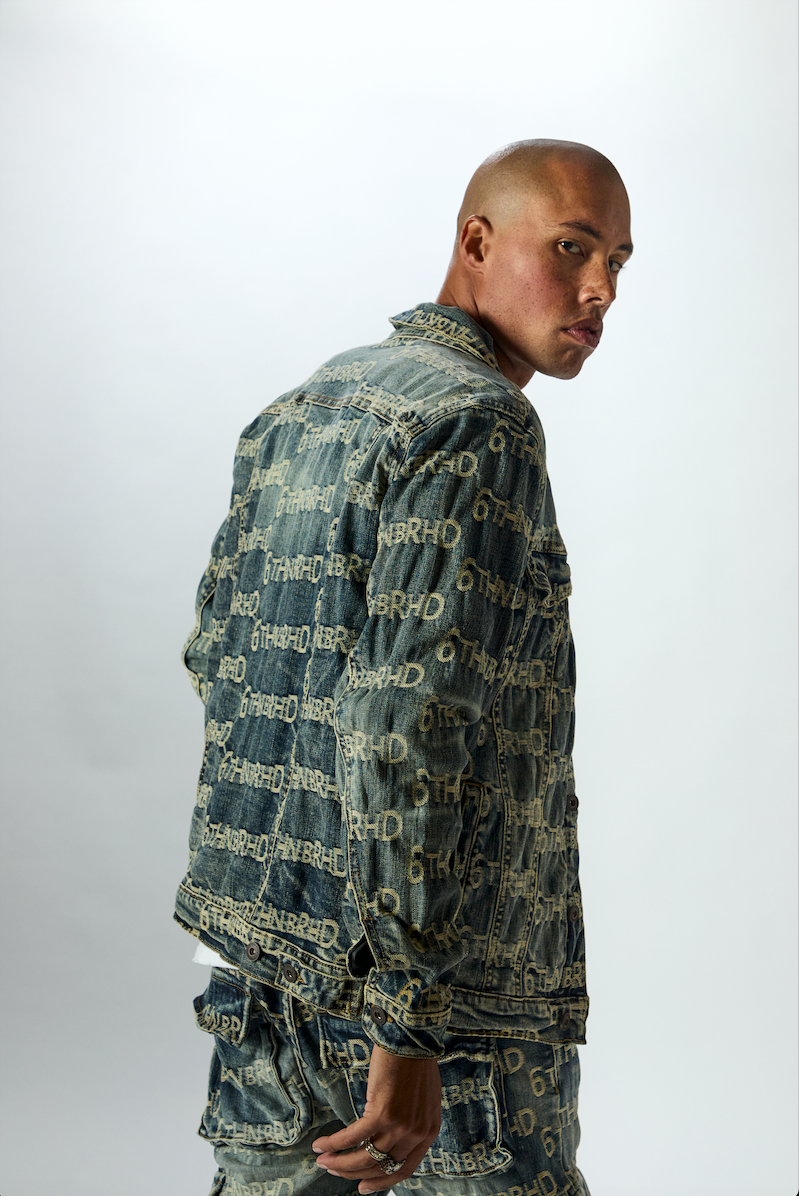"EMBEDDED" DENIM JACQUARD JACKET - BLUE WASH