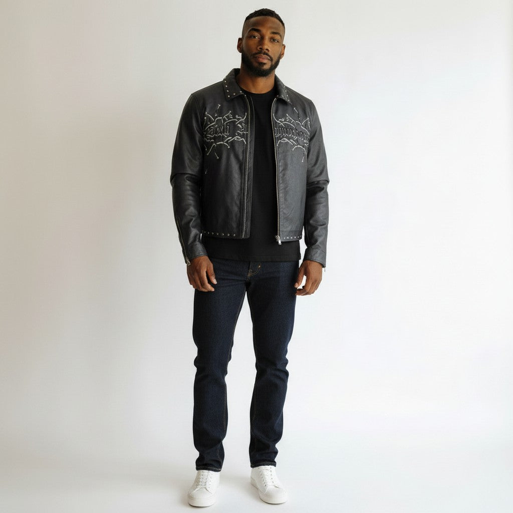 "Skyrim" Black Faux Leather Jacket