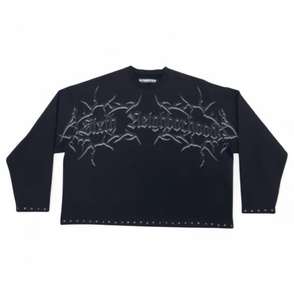 "Vastolorde" Black Graphic Crewneck Sweatshirt