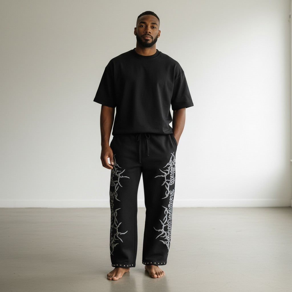 "Igris" Black Graphic Sweatpants
