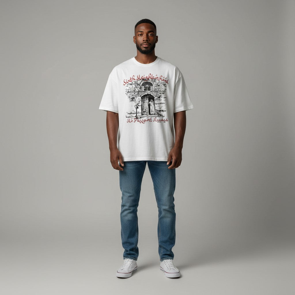 "Passport" White Graphic T-Shirt