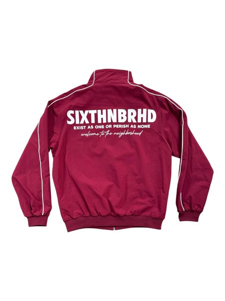 "Status" Maroon Track Jacket with White Piping