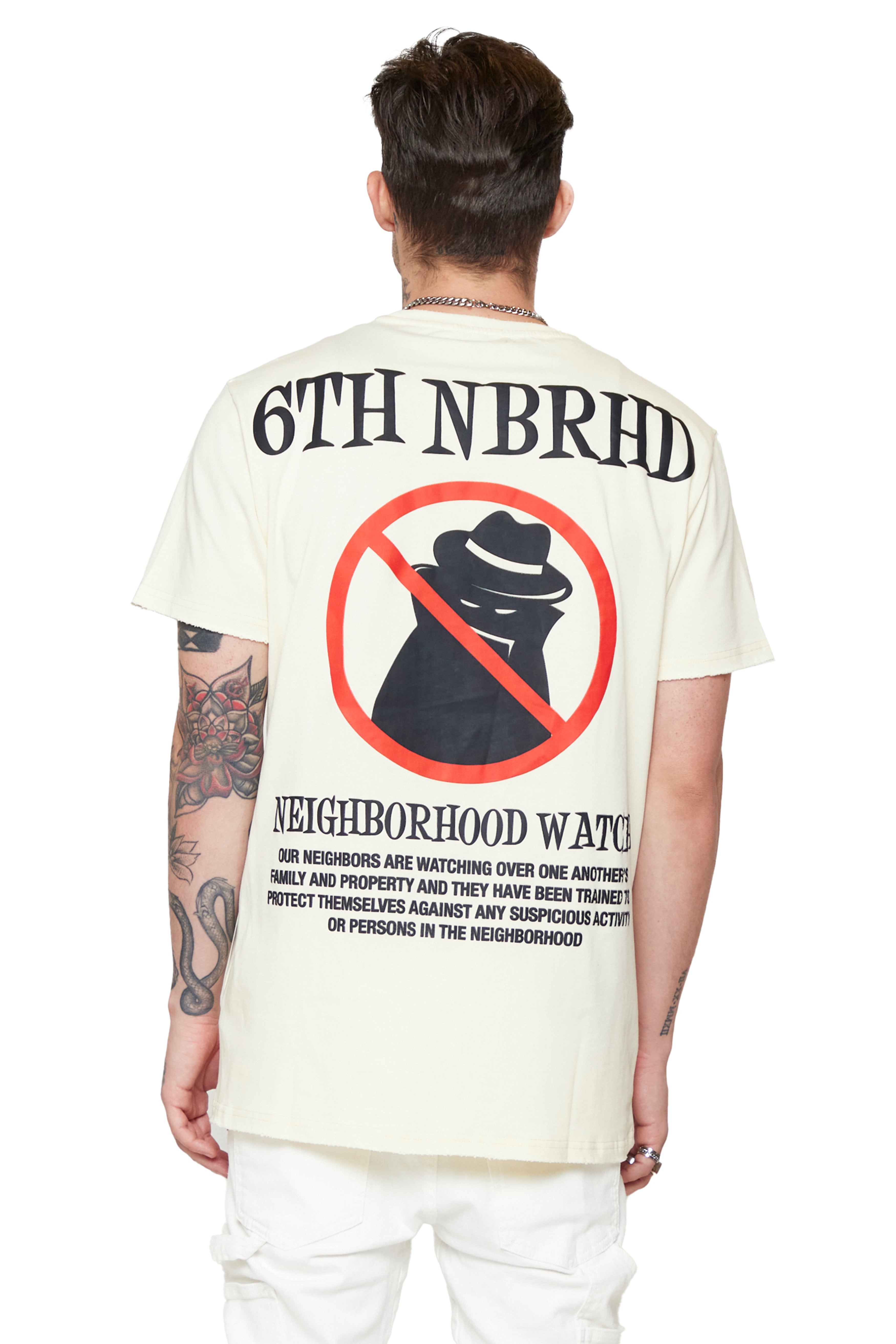 6thNBRHD TEE "NBRHD WATCH"- VINTAGE CREAM