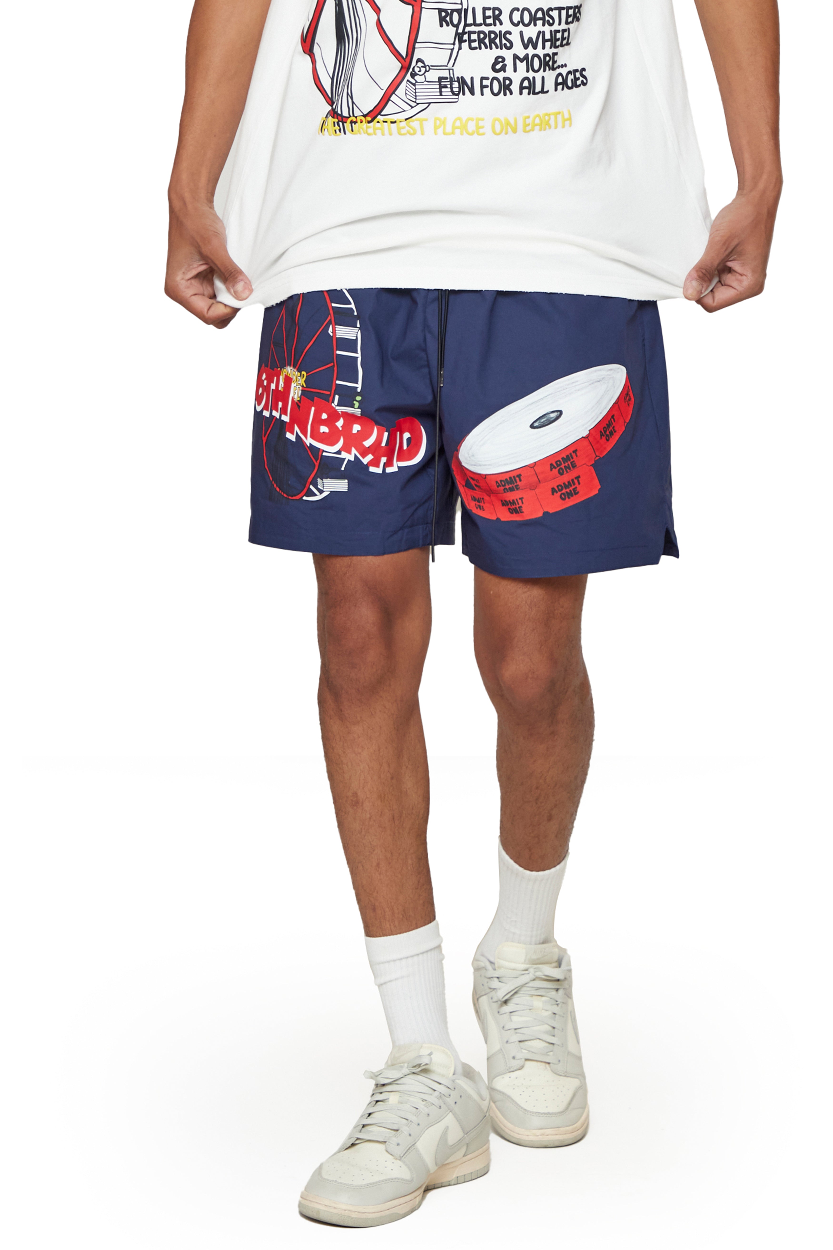 6thNBRHD Shorts "TICKETS"  NAVY