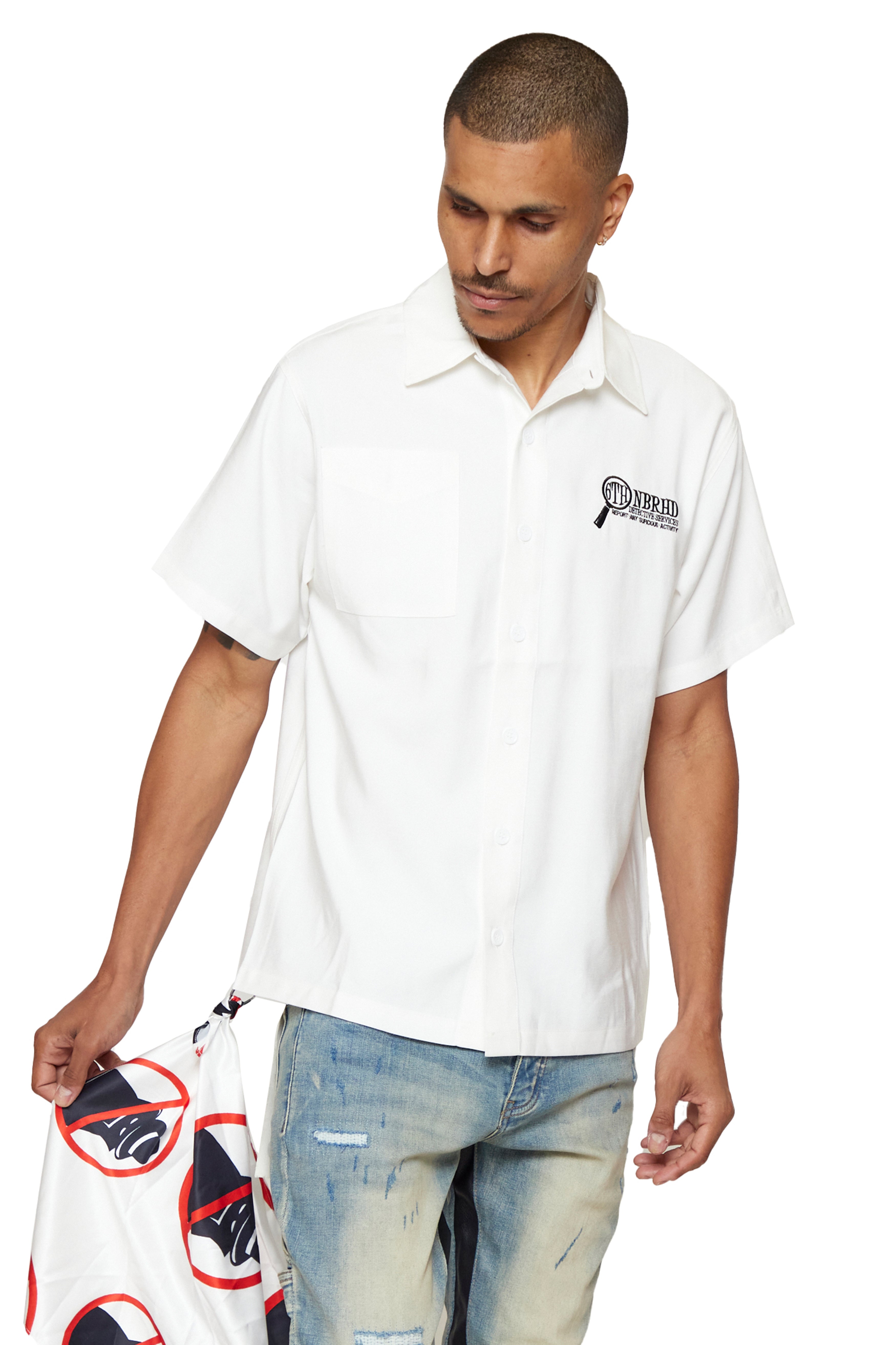 6thNBRHD BUTTON DOWN "DETECTIVE" -WHITE