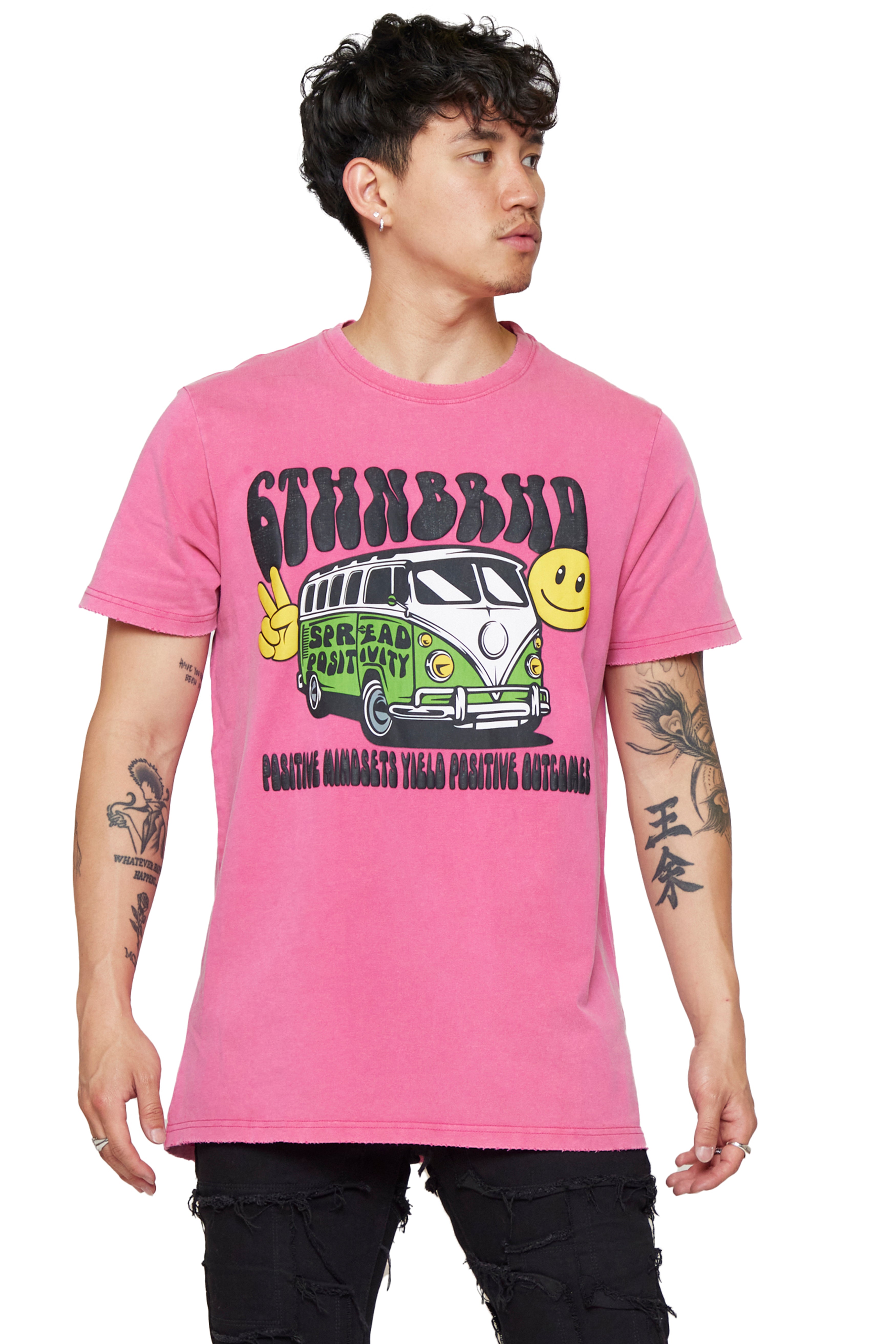 6thNBRHD TEE "POSITIVE MINDSETS"- VINTAGE PINK