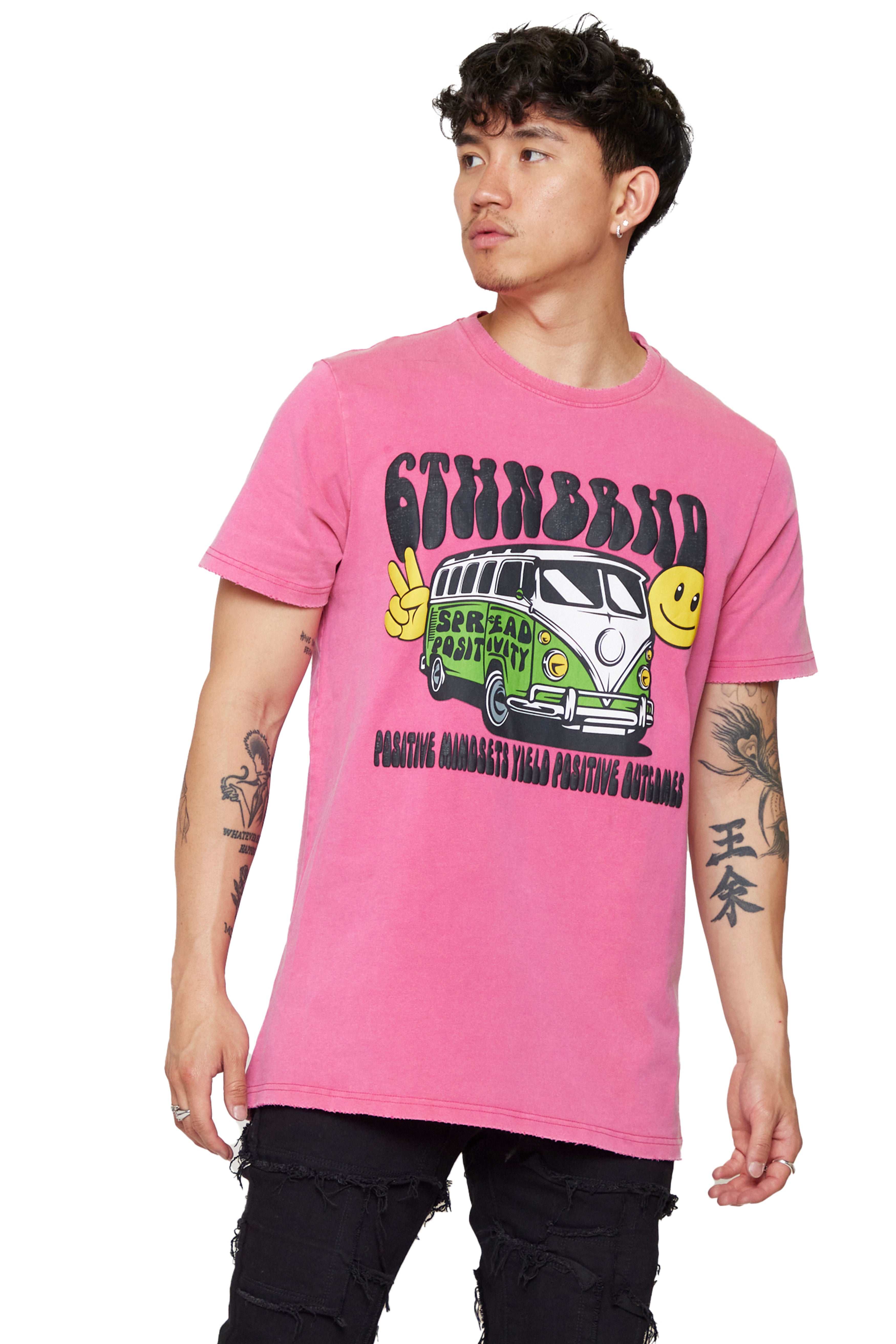 6thNBRHD TEE "POSITIVE MINDSETS"- VINTAGE PINK