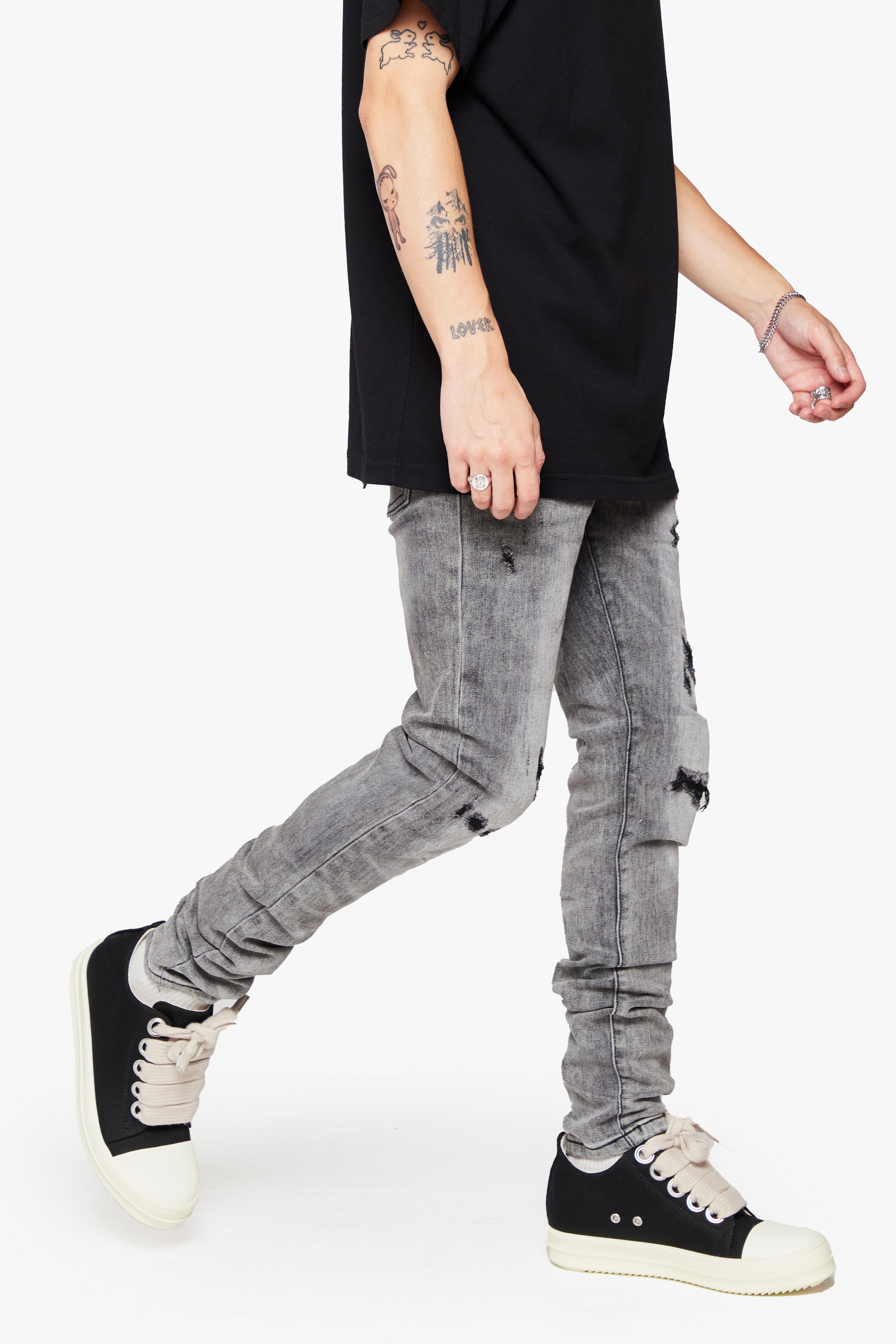 6thNBRHD SKINNY JEAN "HAJJA" -LT GREY