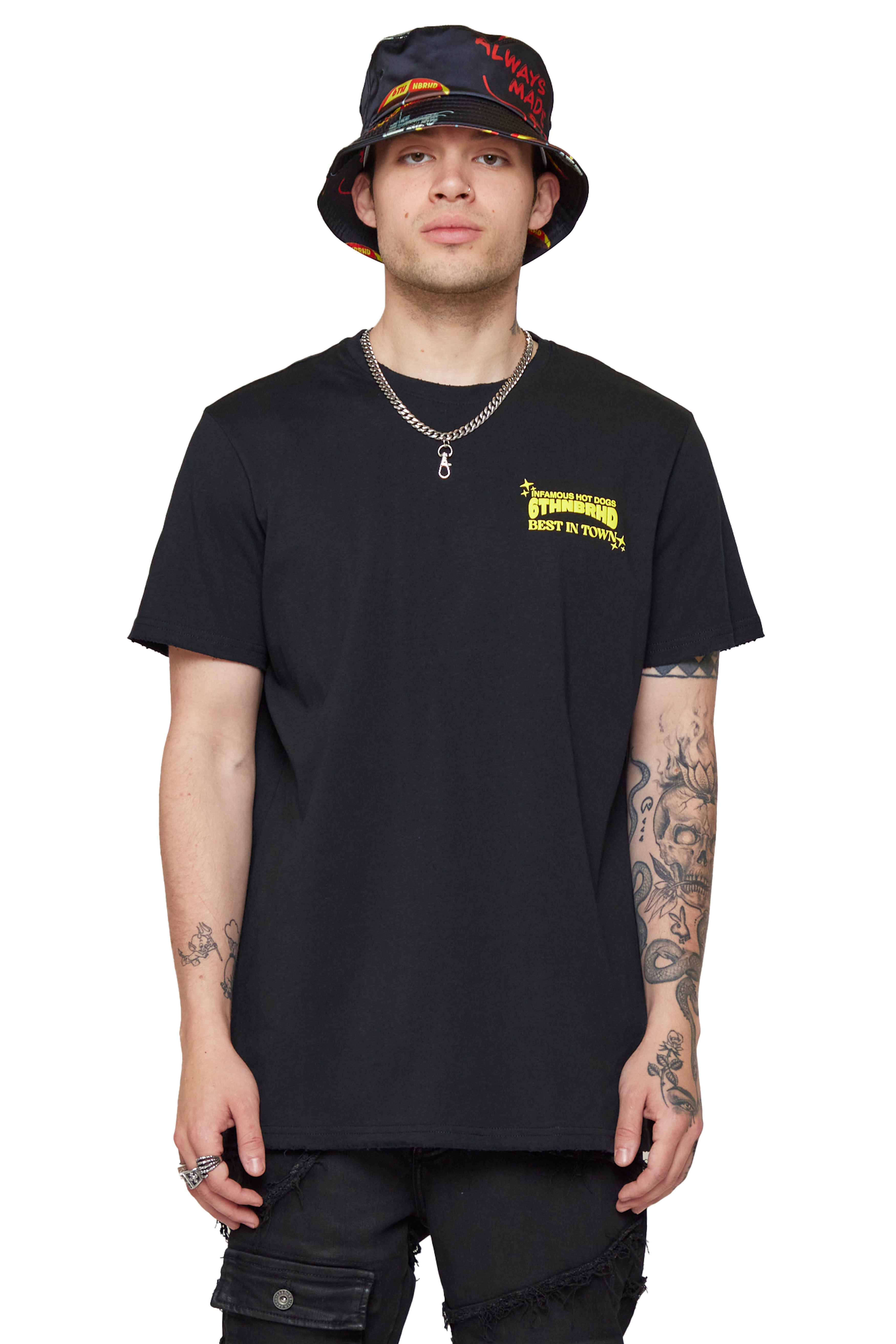 6thNBRHD TEE "INFAMOUS HOT DOGS"- VINTAGE BLACK