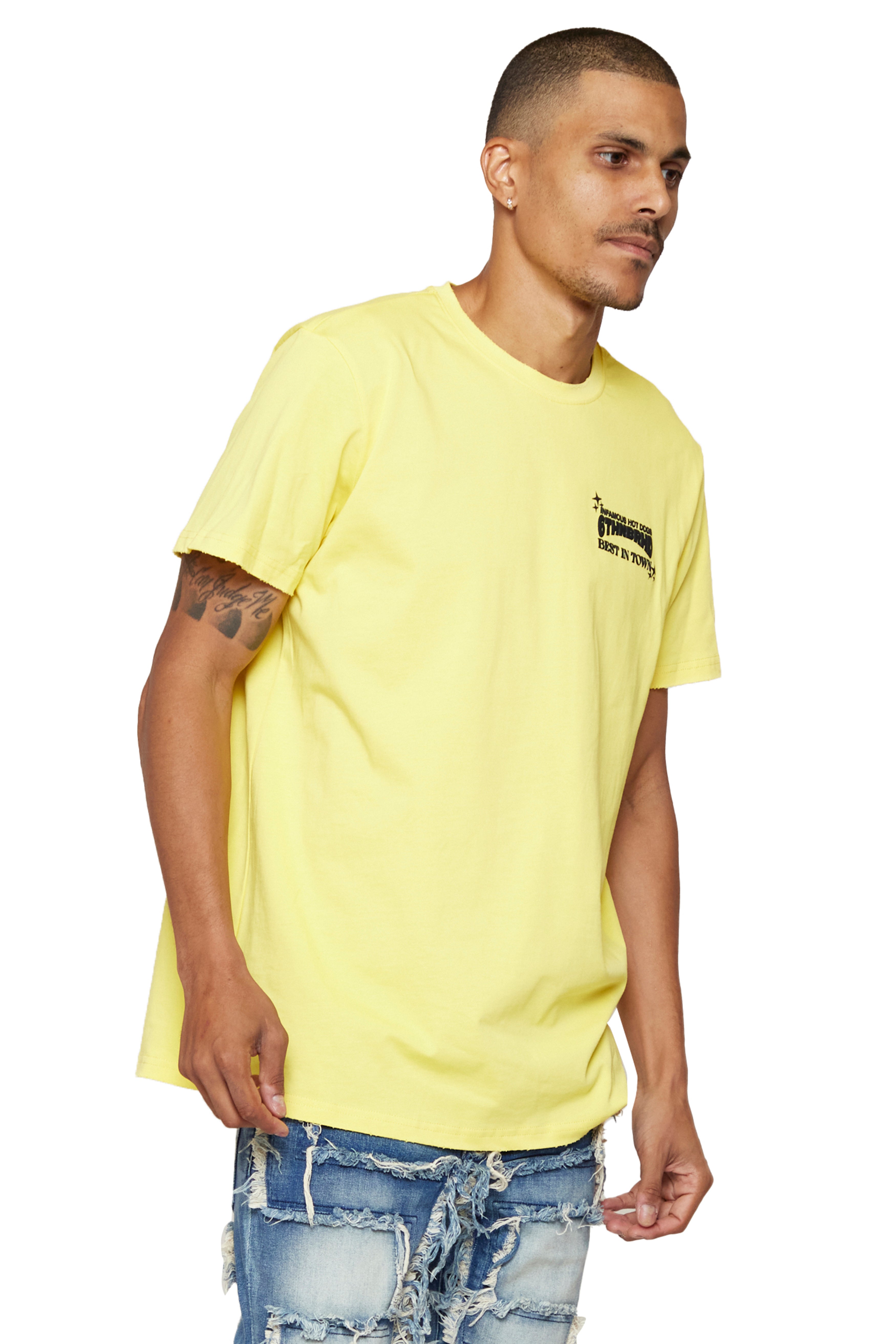 6thNBRHD TEE "INFAMOUS HOT DOGS"- VINTAGE YELLOW