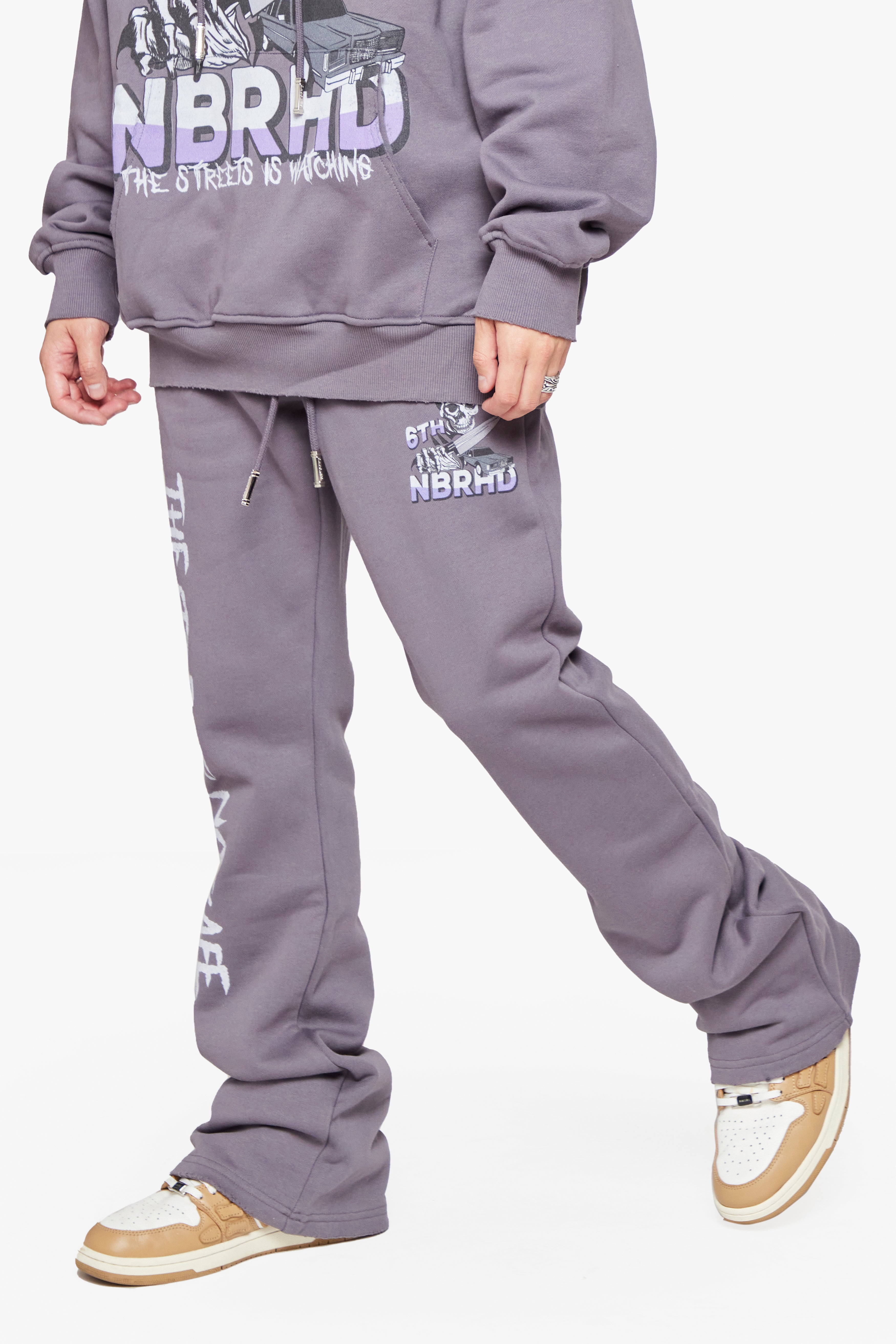 6thNBRHD FLEECE PANTS STACKED "APOCOLYPSE" GREY