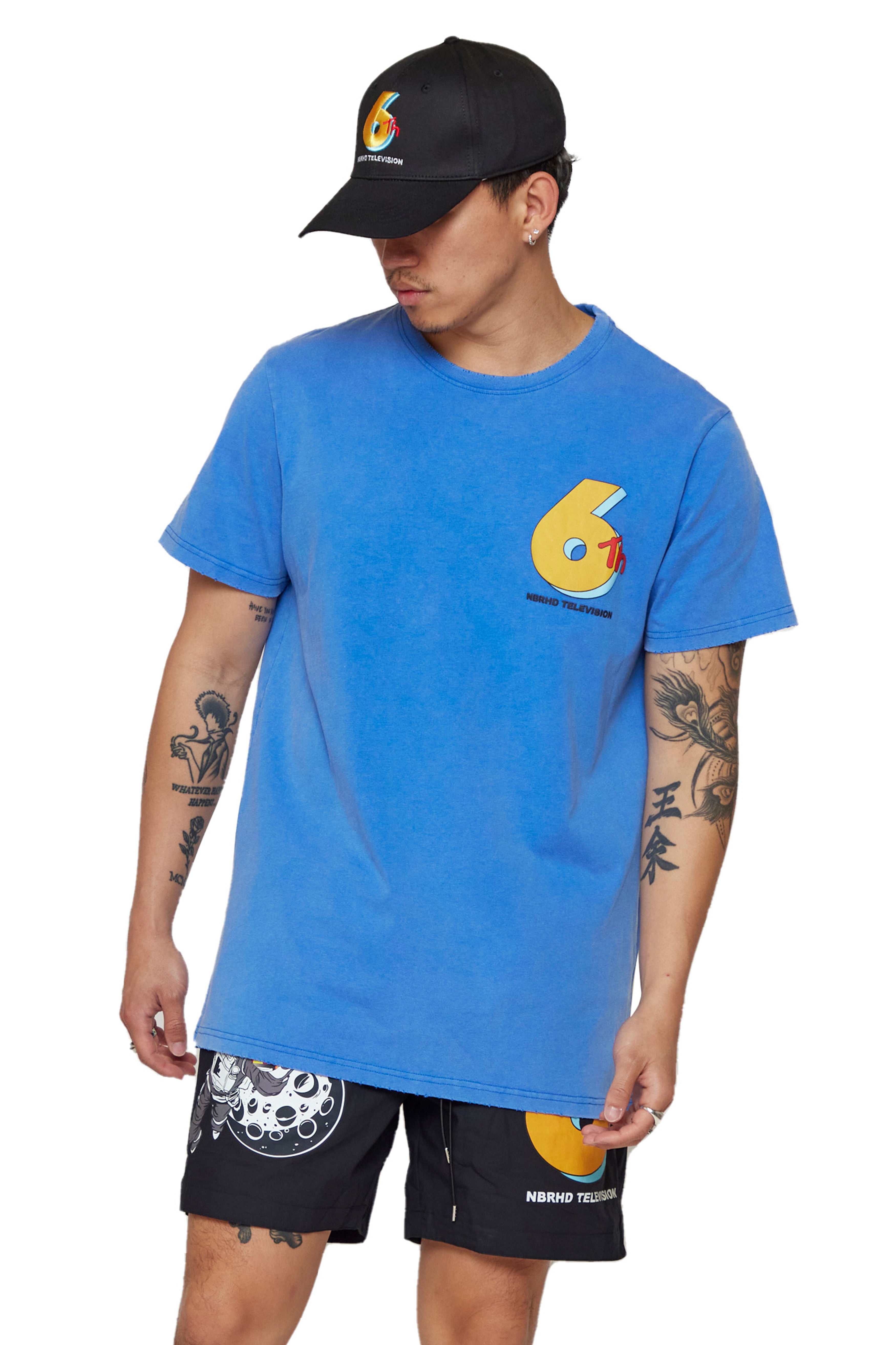 6thNBRHD TEES "NBRHD TELEVISION" LIGHT BLUE