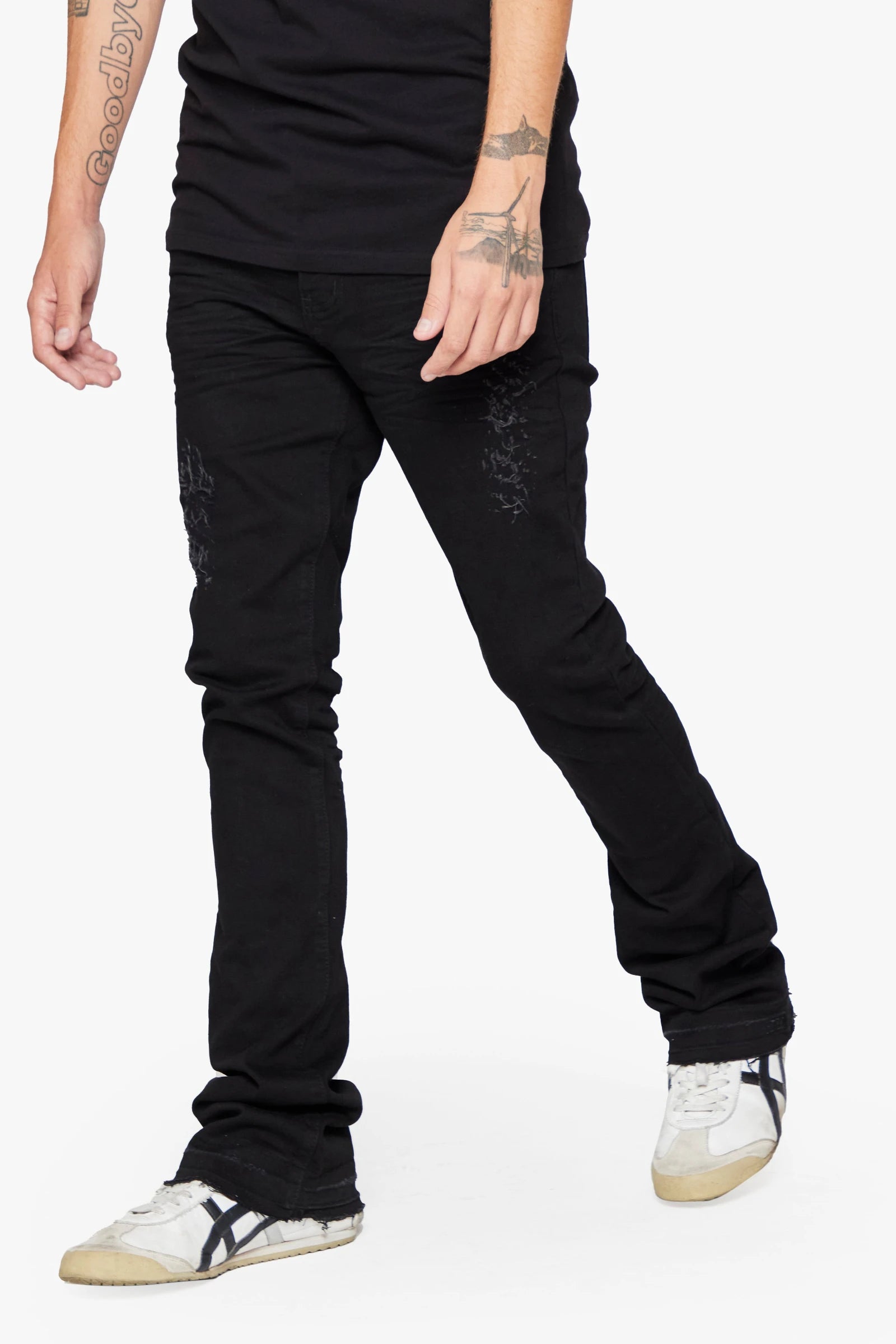 "Pali" Stacked Jeans Black