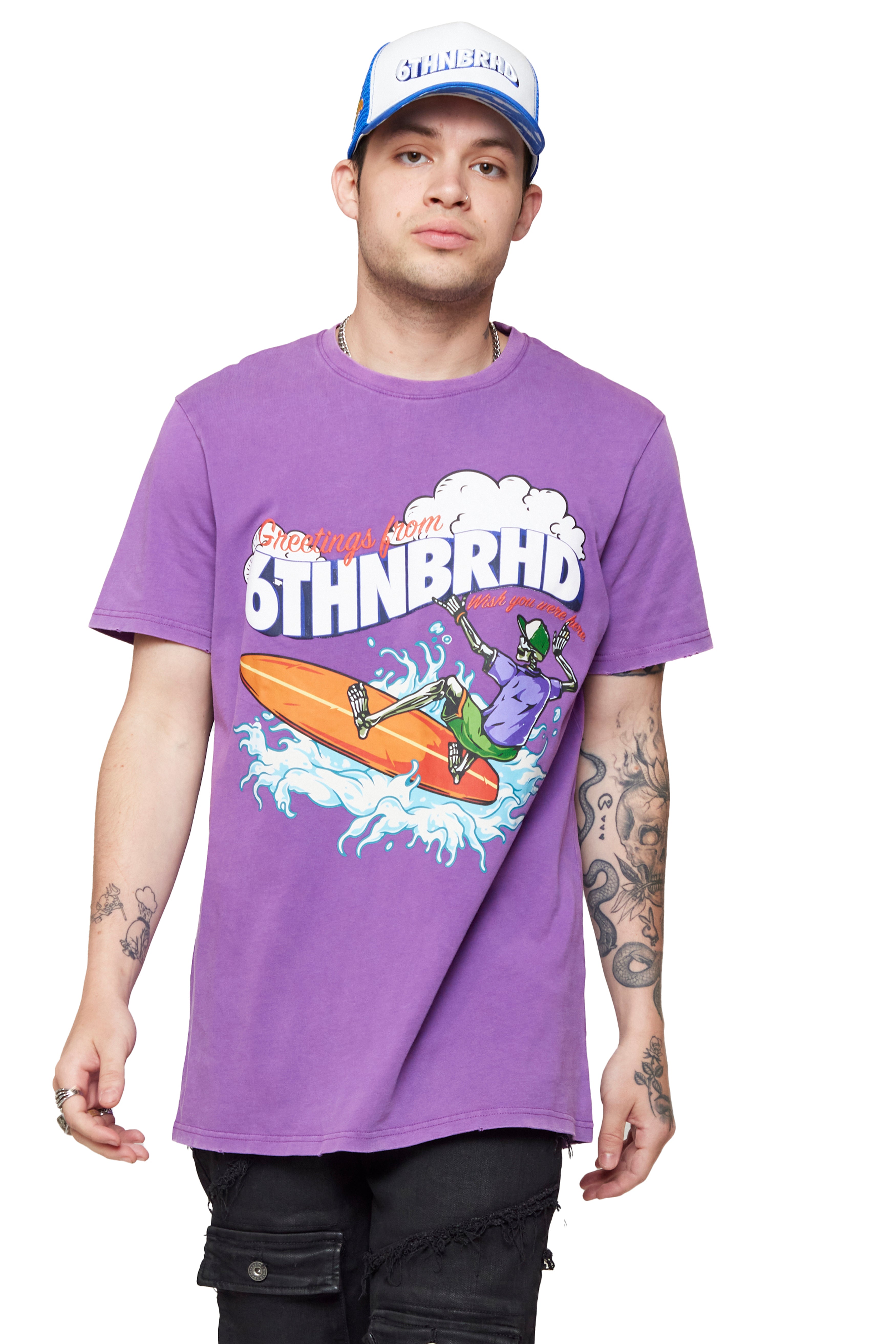 6thNBRHD TEE "SURFING" VINTAGE PURPLE