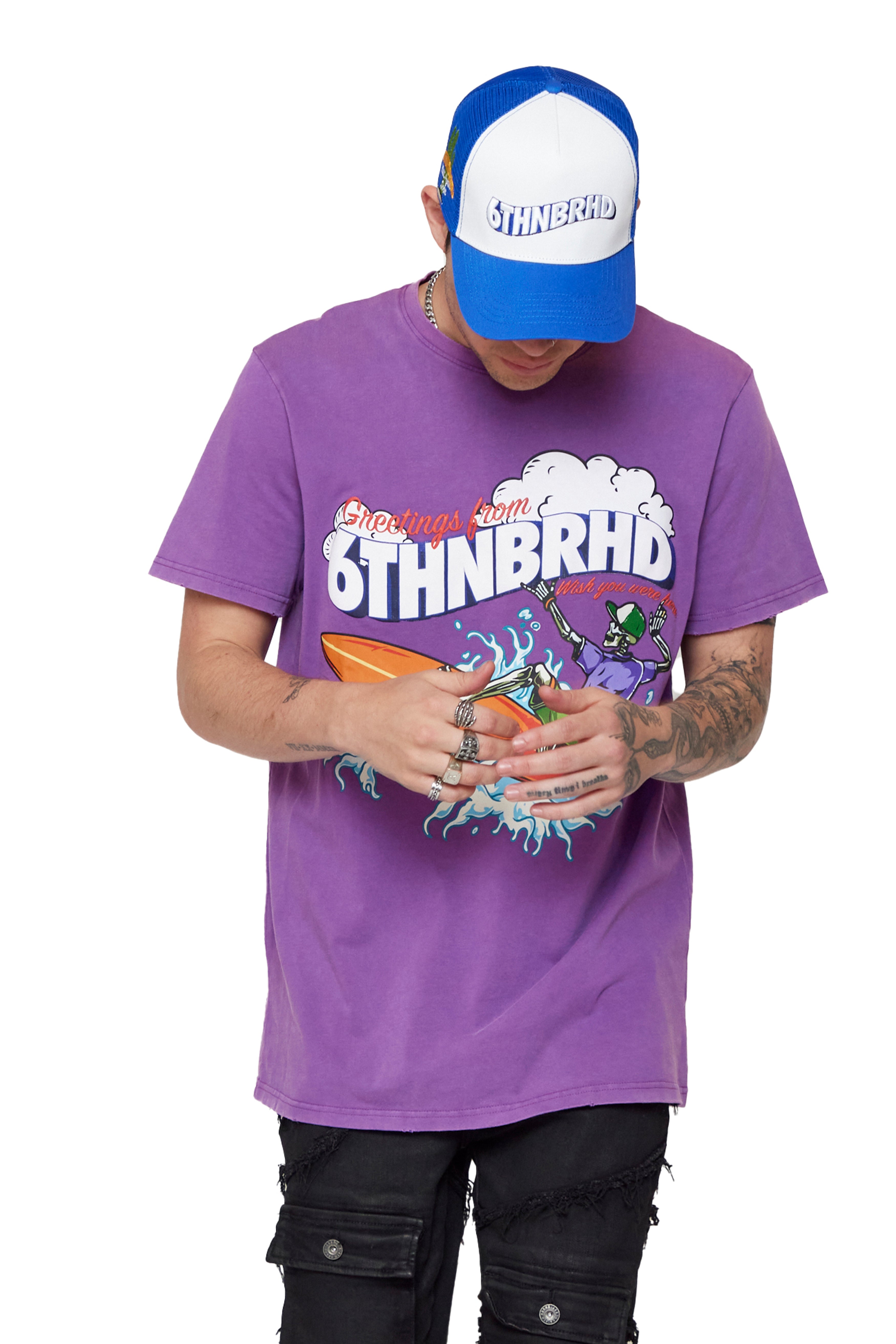 6thNBRHD TEE "SURFING" VINTAGE PURPLE