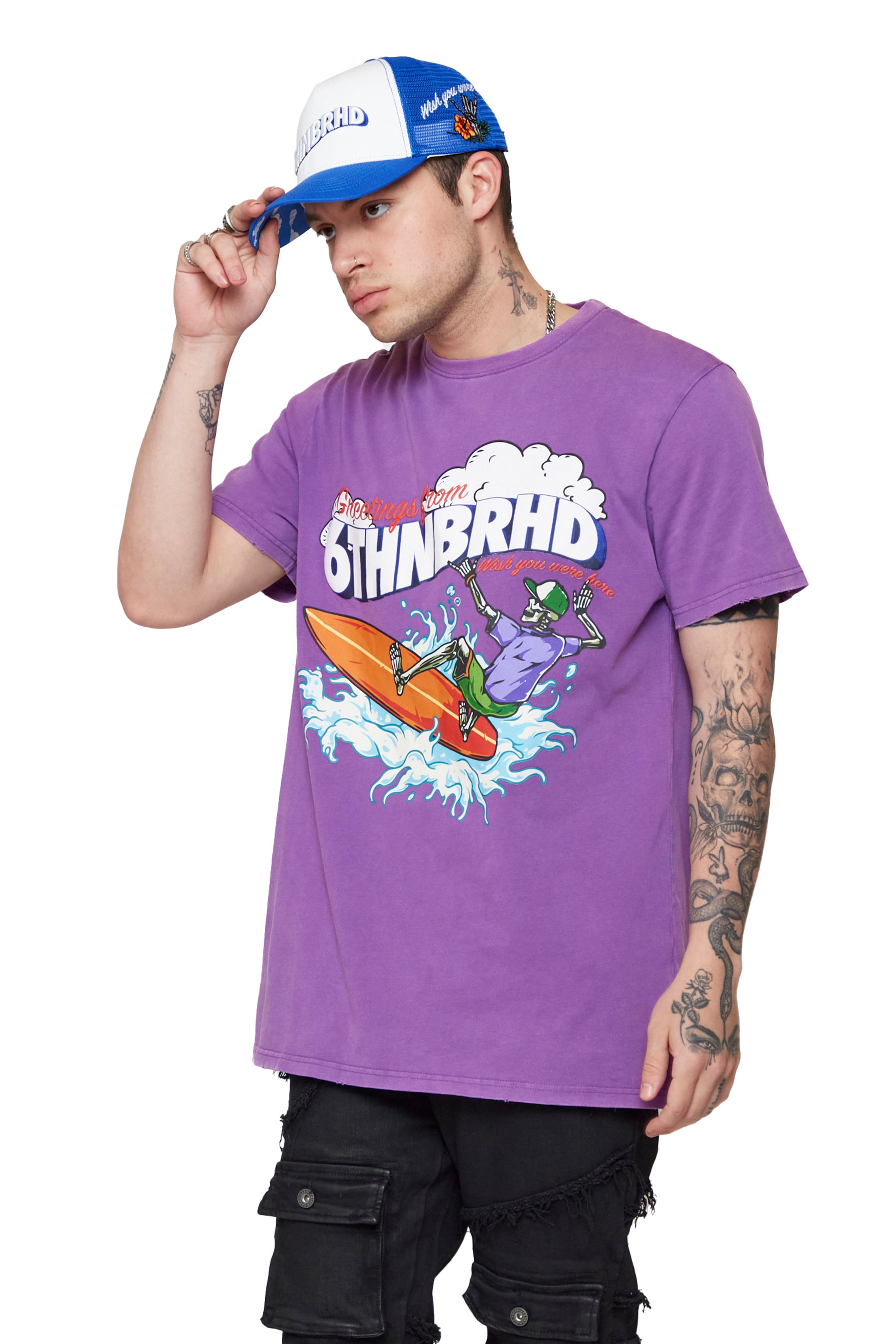 6thNBRHD TEE "SURFING" VINTAGE PURPLE