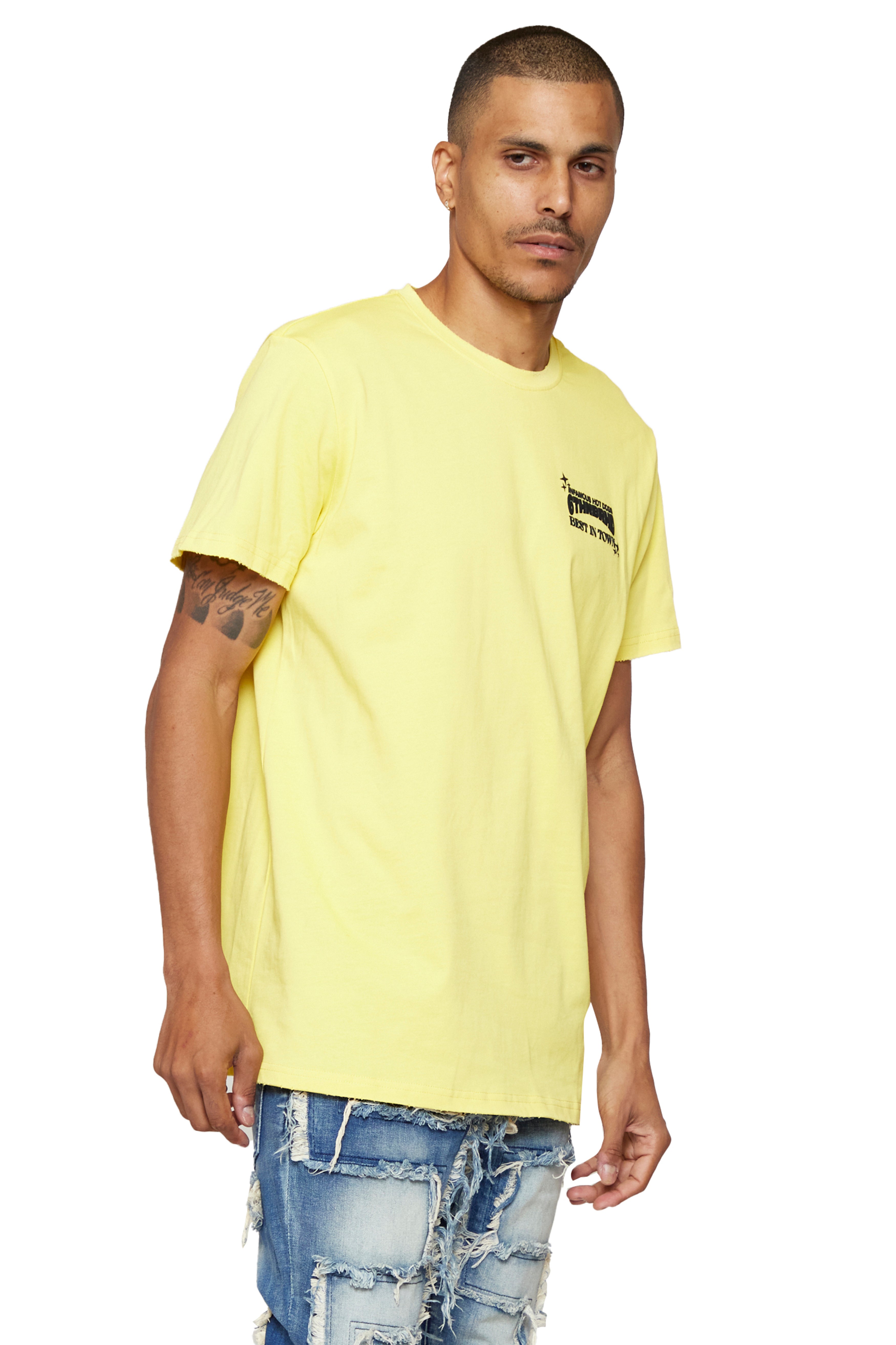 6thNBRHD TEE "INFAMOUS HOT DOGS"- VINTAGE YELLOW