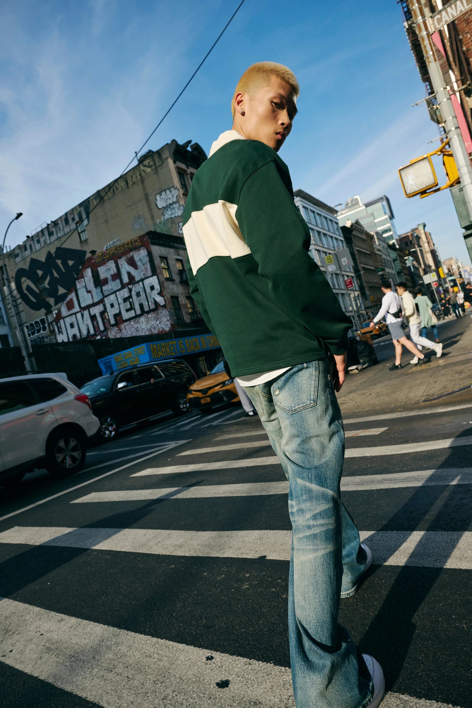 "Preppy" Collared Sweatshirt Green