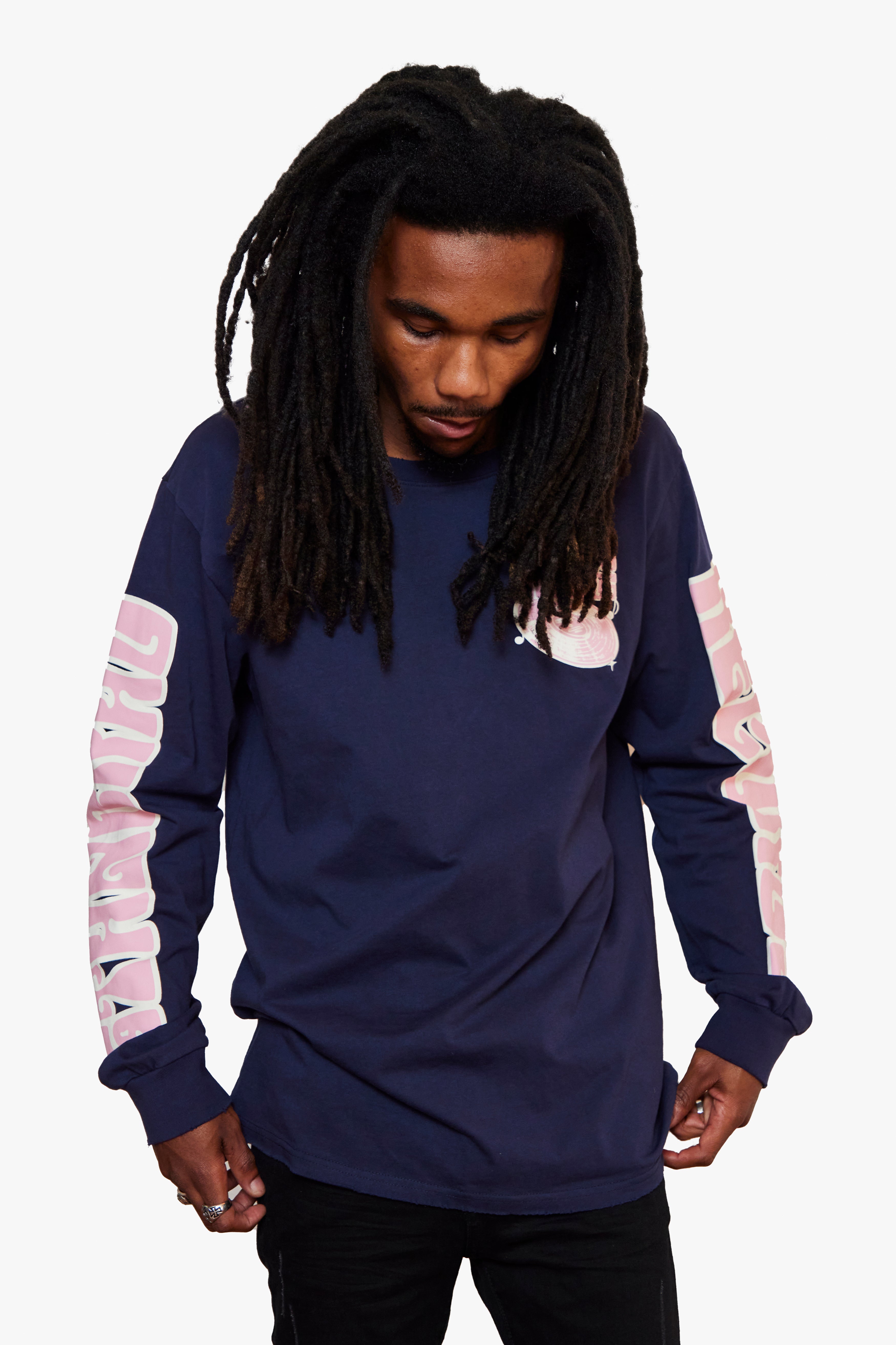 6thNBRHD LONG SLEEVE TEE "6TH RECORDS" NAVY