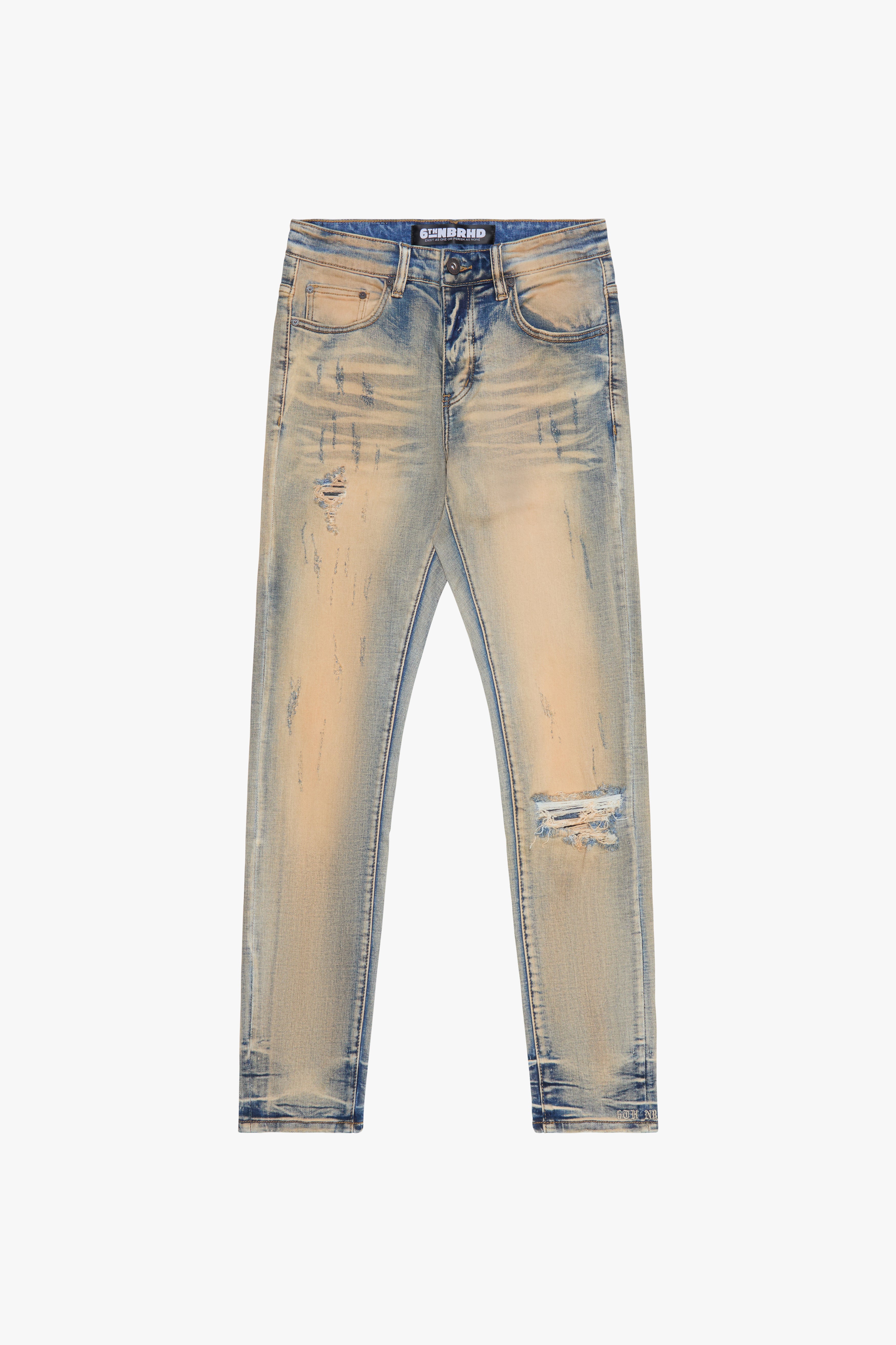 6thNBRHD SKINNY JEAN "VALLEY" -BURNT WASH